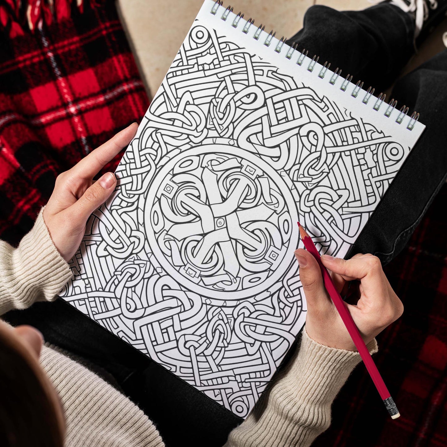 Celtic Pattern Spiral Bound Coloring Book, Dive into 30 Imaginative Coloring Pages, Capturing the Elaborate Borders and Frames of Celtic Patterns