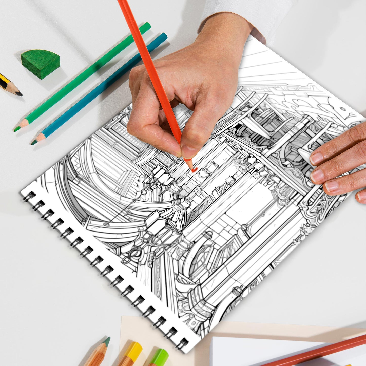 Fantasy Interiors Spiral Bound Coloring Book, Imaginative Fantasy Interiors for a Magical Coloring Adventure, Perfect for Dreamers and Design Fans