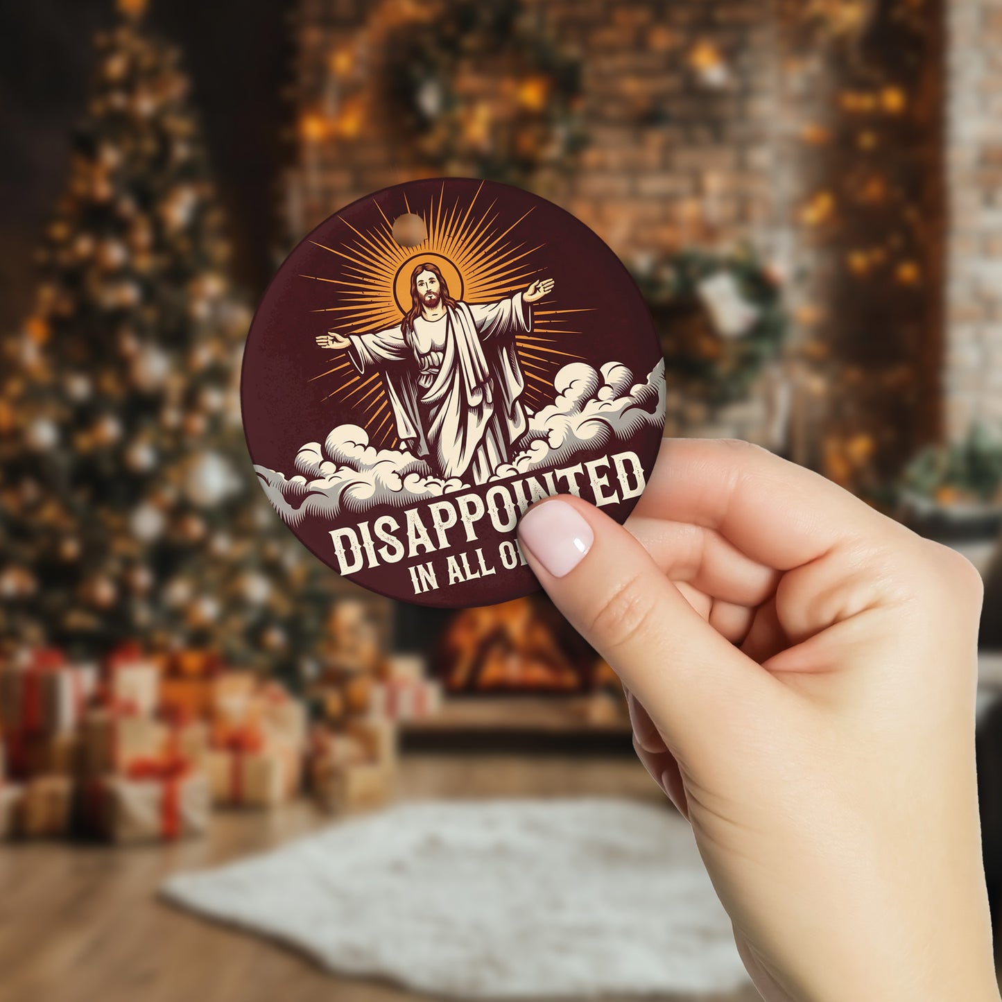 Netecom Disappointed In All Of You Christmas Ornament, Funny Christmas Gag Gift Adults Ceramic Ornament for Xmas Tree Hanging Decorations Gift, Holiday Party Present