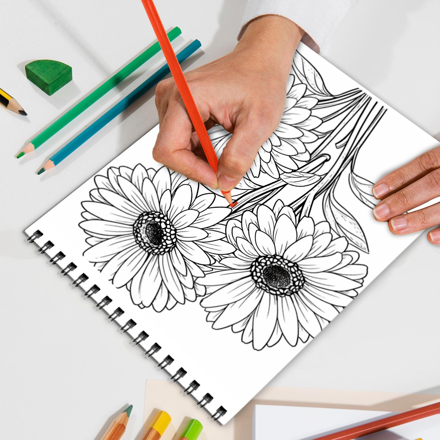 Large Print Flowers Spiral Bound Coloring Book, Beautiful Floral Scenes in Large Print, Ideal for Easy and Relaxing Coloring, Perfect for Flower Lovers