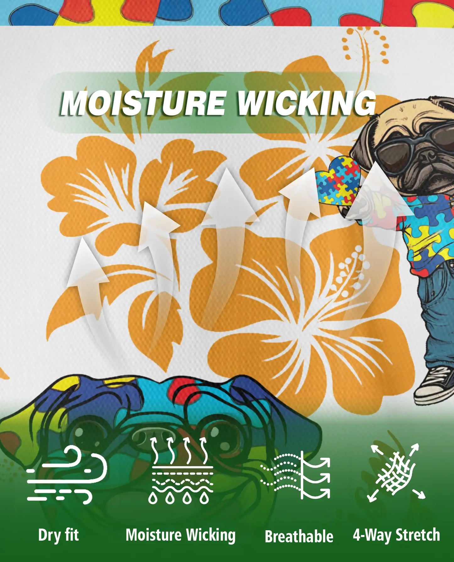 Autism Awareness Pug Polo Shirt – Puzzle Style | Netecom