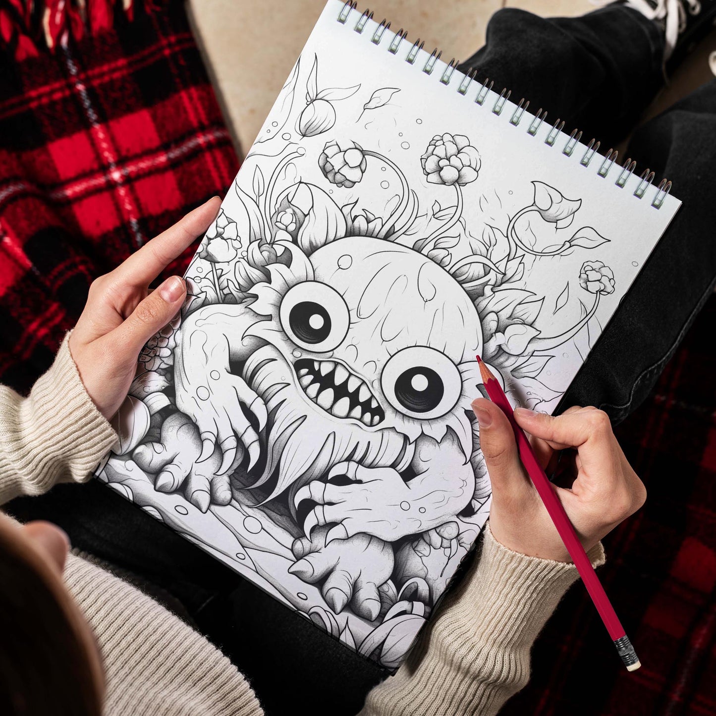 Horror Plant Spiral Bound Coloring Book, Immerse Yourself in 30 Creepy Plant Coloring Pages, Unveiling Horrific Flora in Dark Imaginings