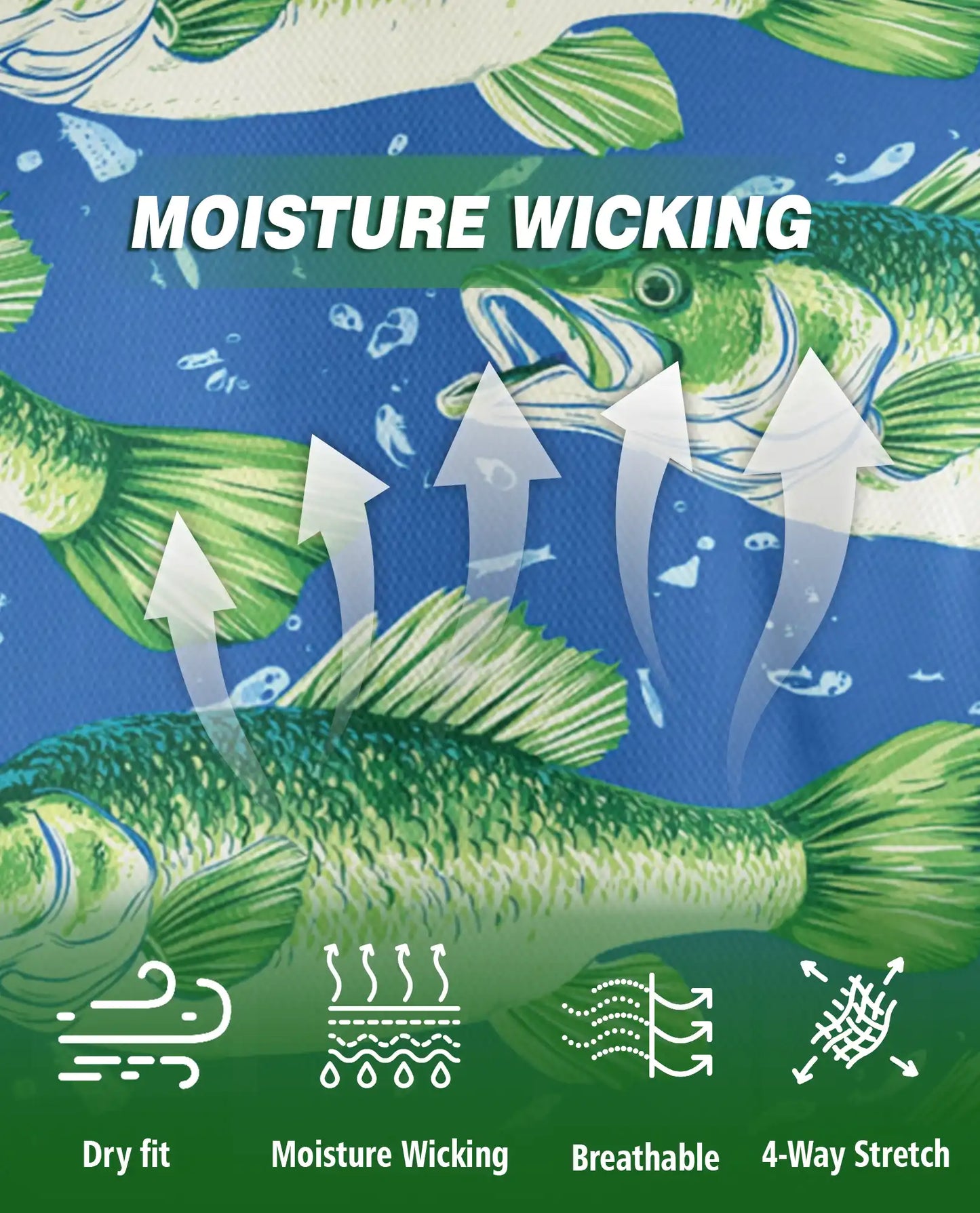 Largemouth Bass Fish Polo Shirt for Men- Angler Fish Pattern | Netecom