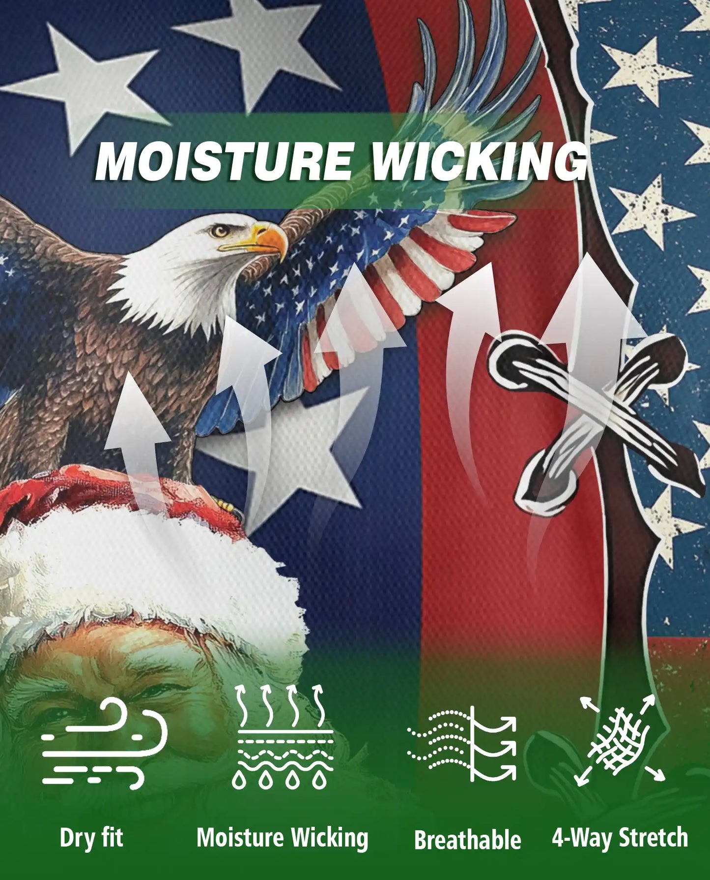 Patriotic Santa Hawaiian Polo Shirt | Netecom
