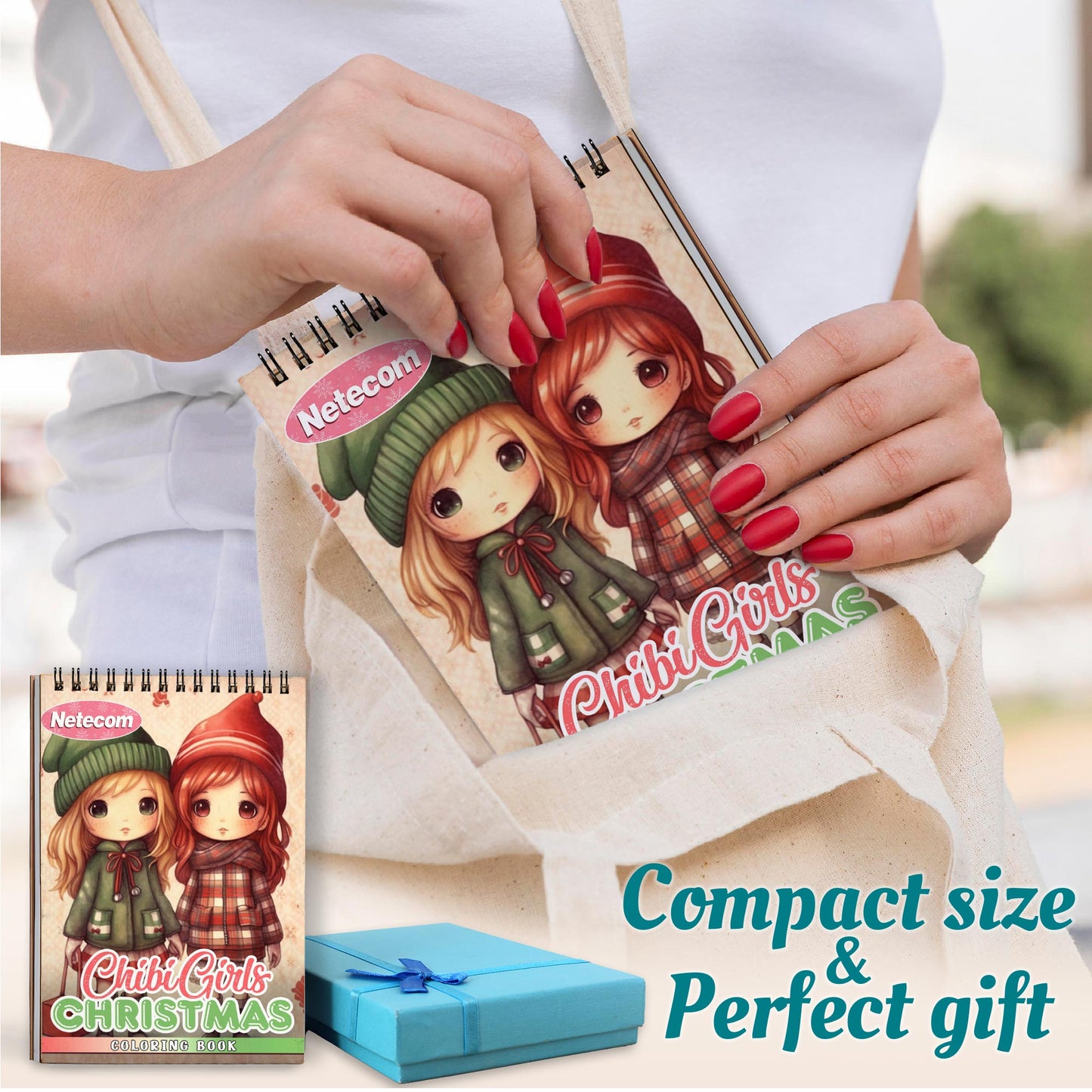 Netecom Chibi Girls Christmas Spiral Coloring Book For Adults