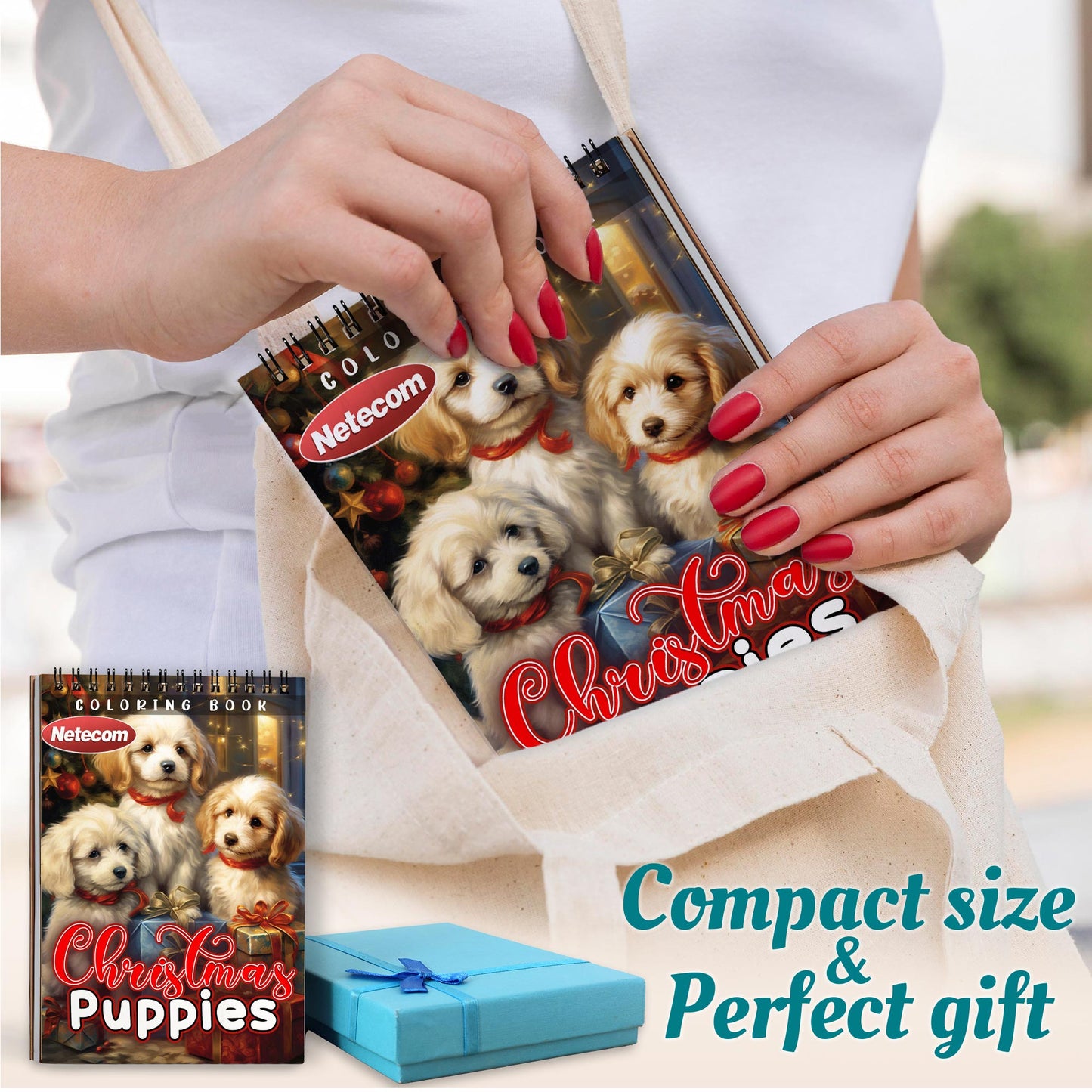 Netecom Christmas Puppies Spiral Coloring Book For Adults