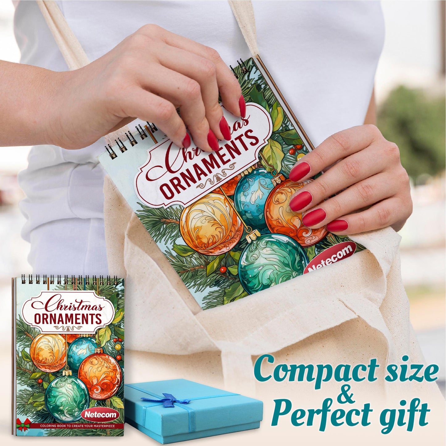 Netecom Christmas Ornaments Spiral Coloring Book For Adults