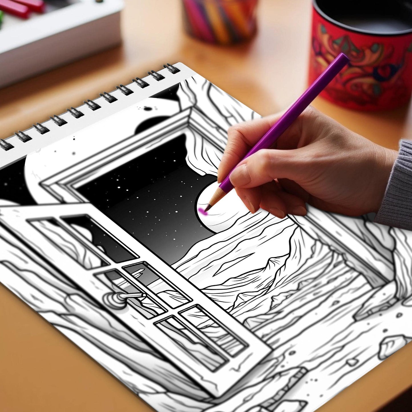 The Surreal Portal Spiral Bound Coloring Book, Immerse Yourself in the World of Surreal Creativity with 30 Tranquil Coloring Pages, Unveiling the Essence of Portals