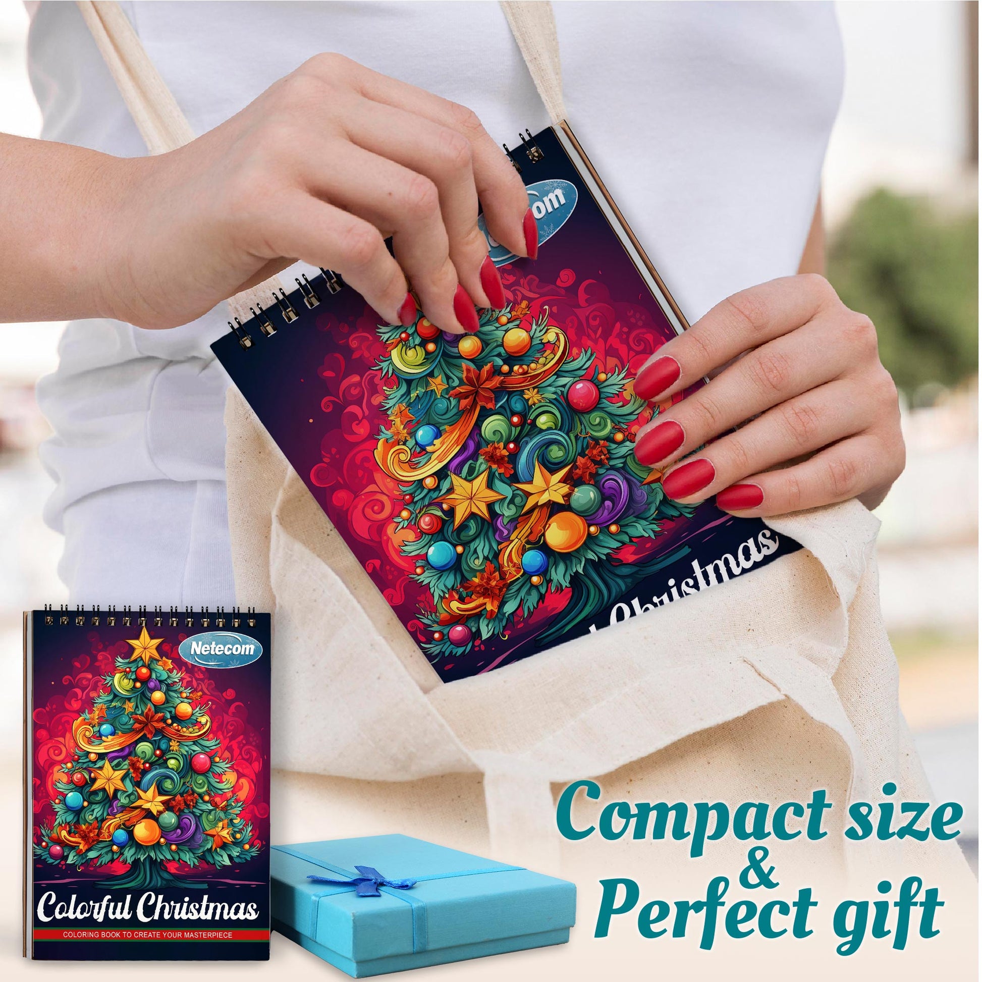 Netecom Colorful Christmas Spiral Coloring Book For Adults