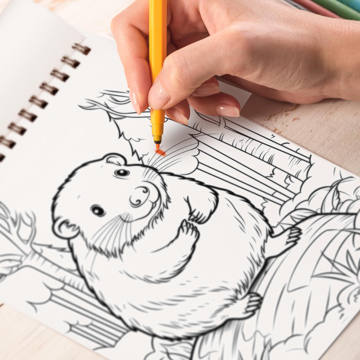 Cute Kawaii Forest Animal Spiral Bound Coloring Book, Discover the Whimsical World of Kawaii Forest Animals with 30 Exquisite Coloring Pages that Showcase the Adorable and Playful Creatures
