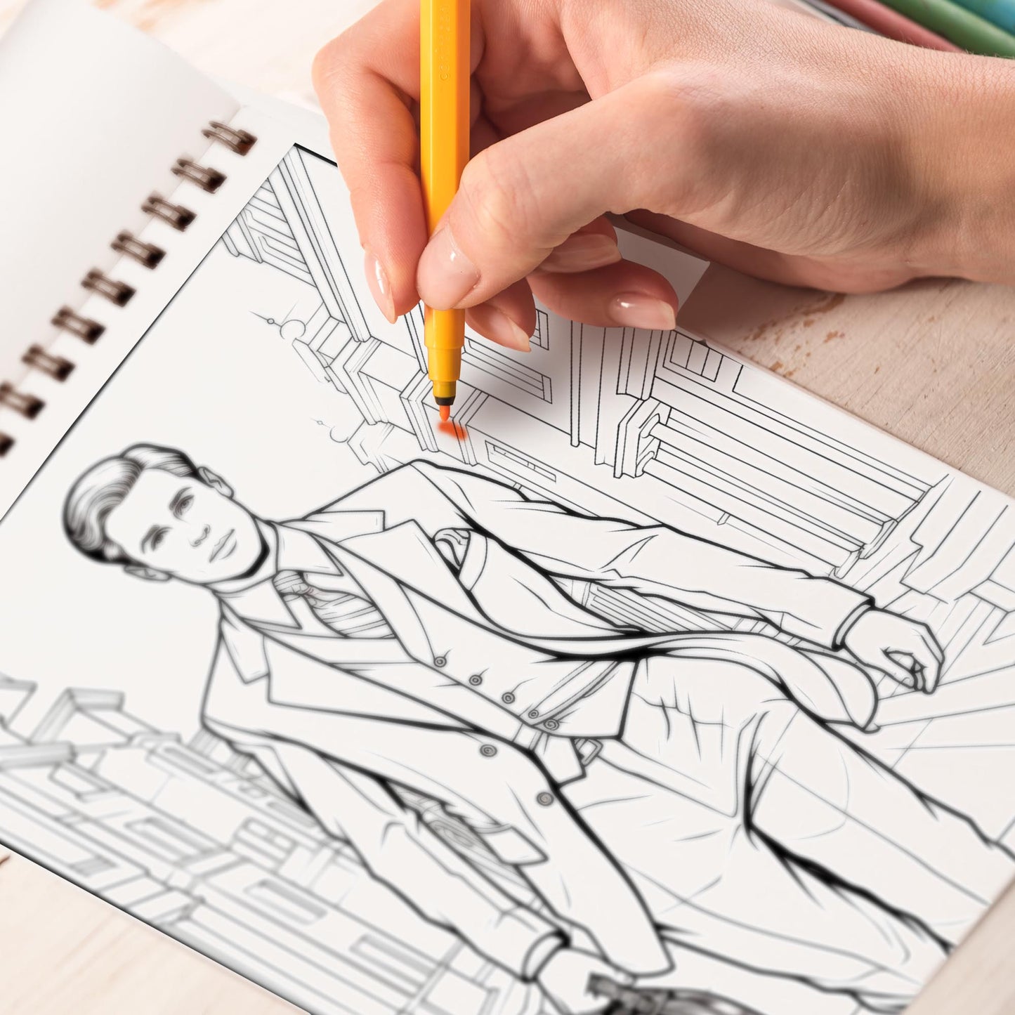 30s Charming Gentle Man Spiral Bound Coloring Book, Discover Classic Charm with 30 Enchanting Coloring Pages, Unleashing Your Creativity in the World of Charming Gentlemen