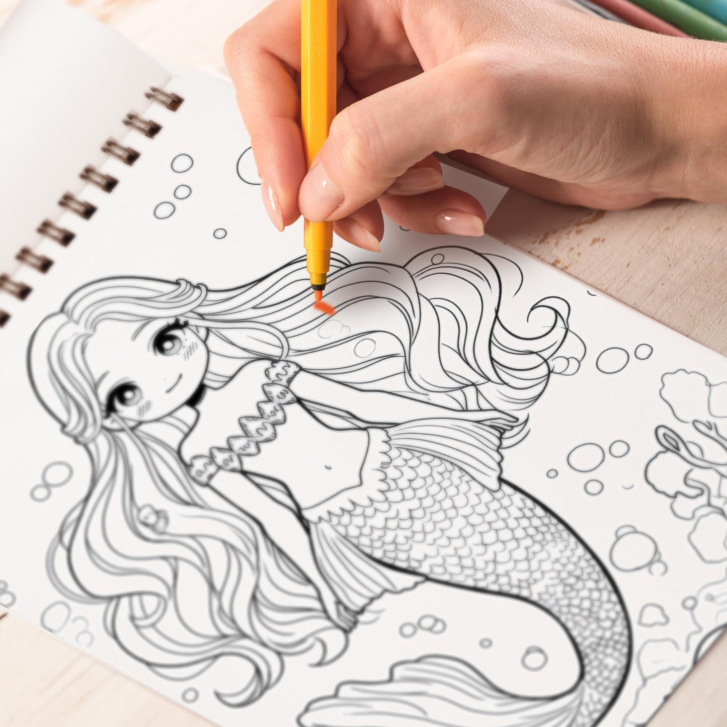 Pop Manga Mermaid Spiral Bound Coloring Book, 30 Charming Pop Manga Mermaid Coloring Pages for Coloring Enthusiasts to Embrace the Unique Style and Grace of Anime Mermaids