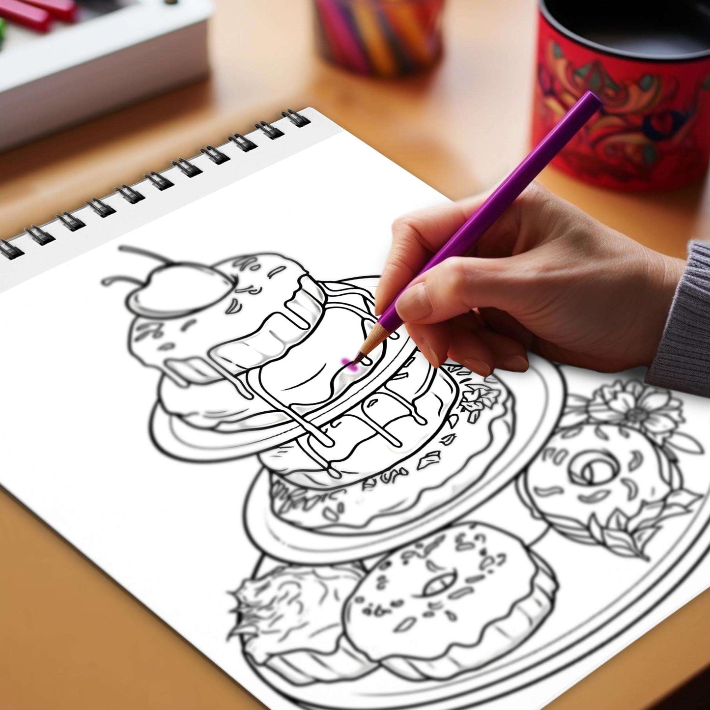Yummy Confections Spiral Bound Coloring Book, Indulge in Your Imagination with 30 Enchanting Coloring Pages, Exploring the World of Yummy Confections