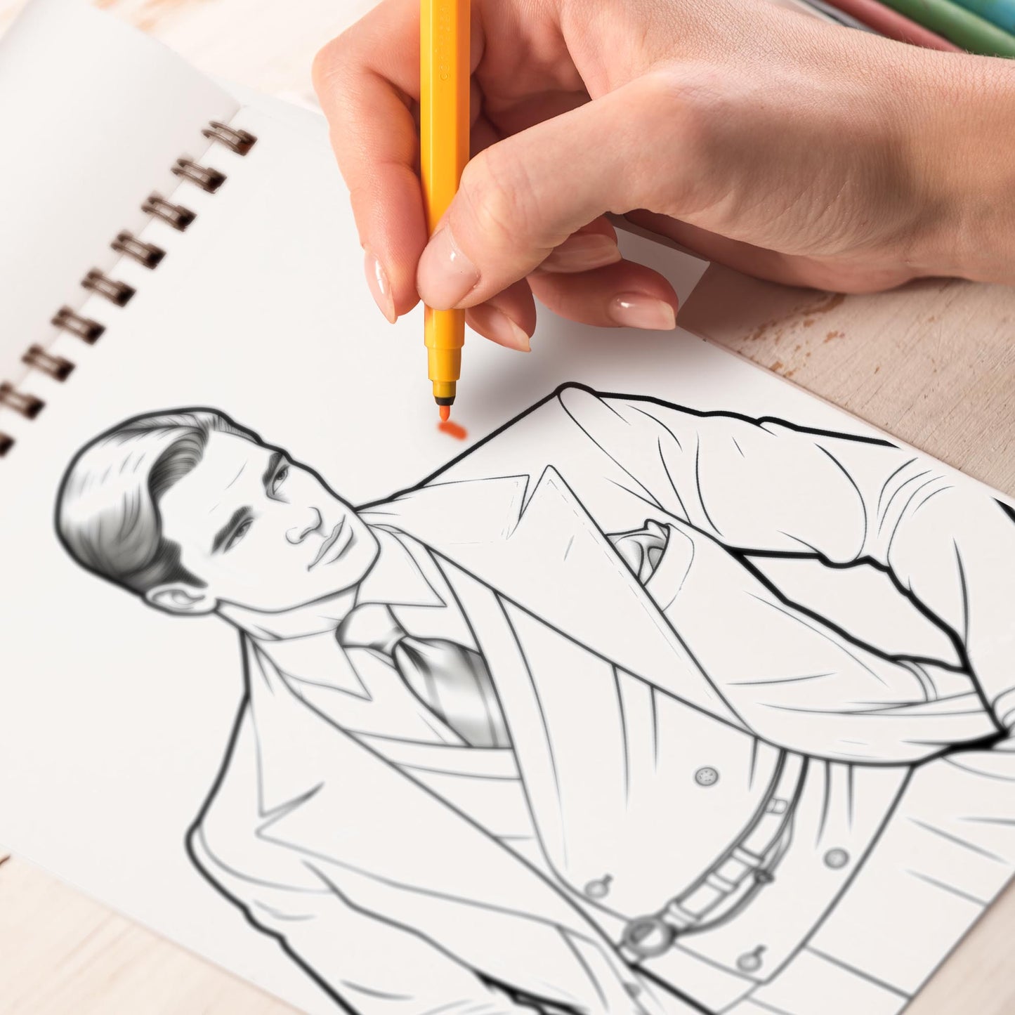 30s Glamorous Men Spiral Bound Coloring Book, Experience the Allure of 1930s Glamour with 30 Glamorous Men Coloring Pages for a Stylish and Artistic Coloring Journey