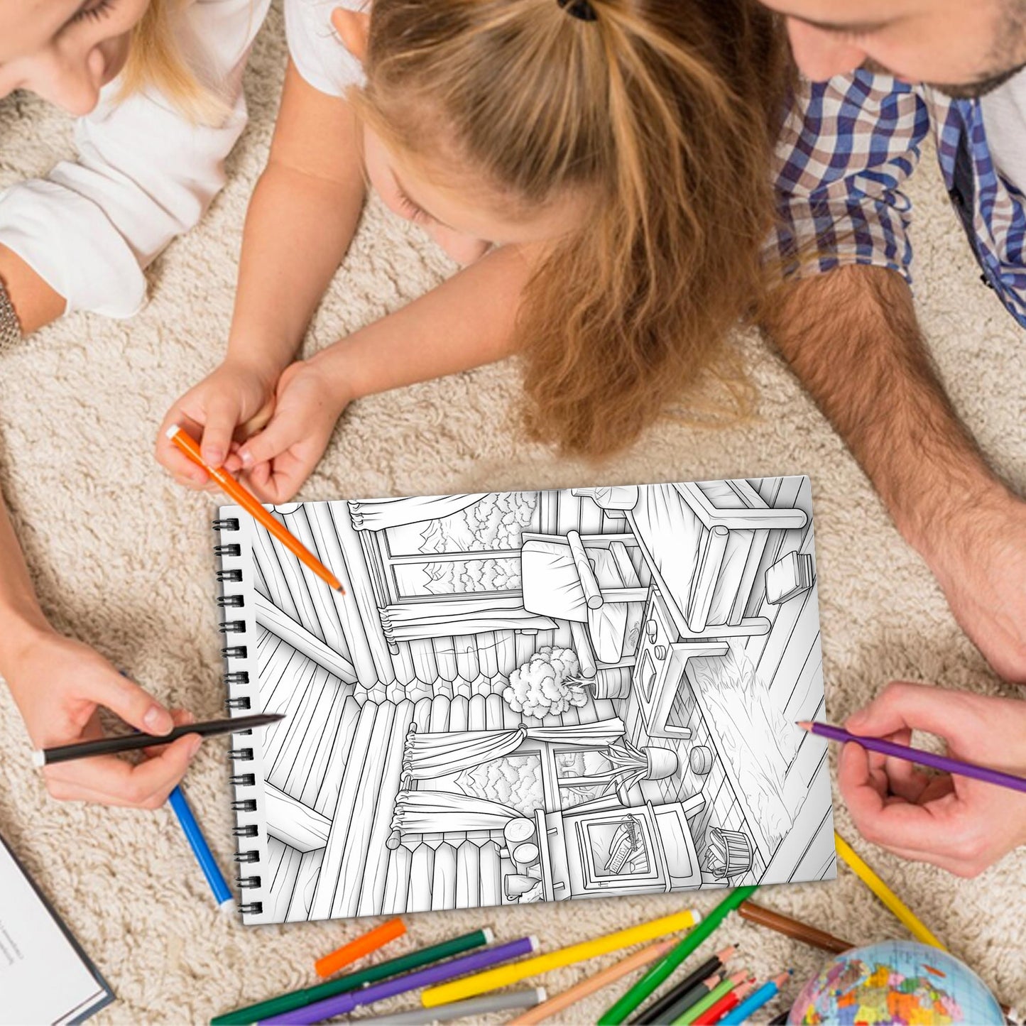 Interior Design Spiral Bound Coloring Book, Elegant Interior Designs for a Stylish and Creative Art Venture, Perfect for Aspiring Designers and Decorators