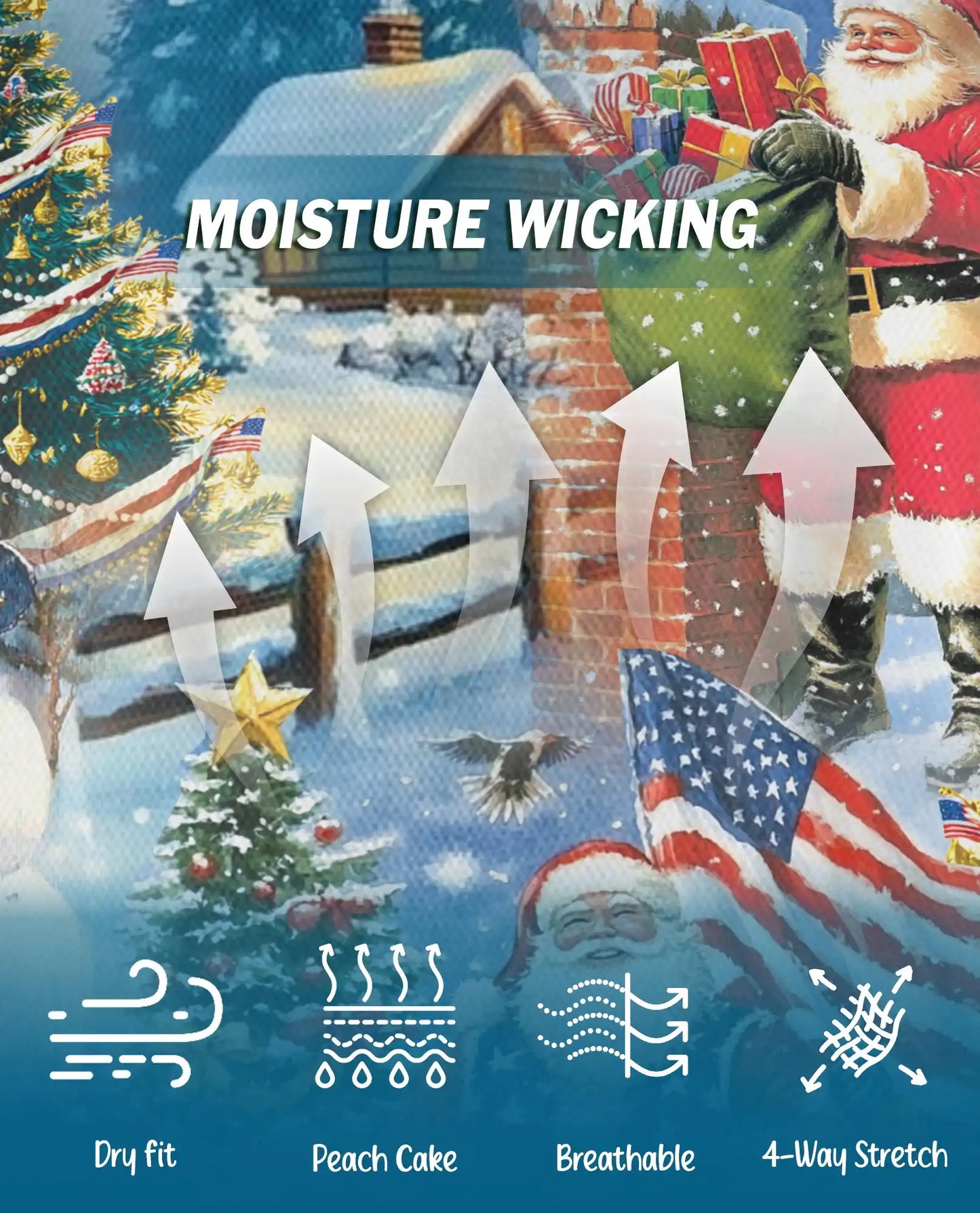 Patriotic Christmas Santa Polo Shirt for Men- Patten American Flag Santa | Netecom