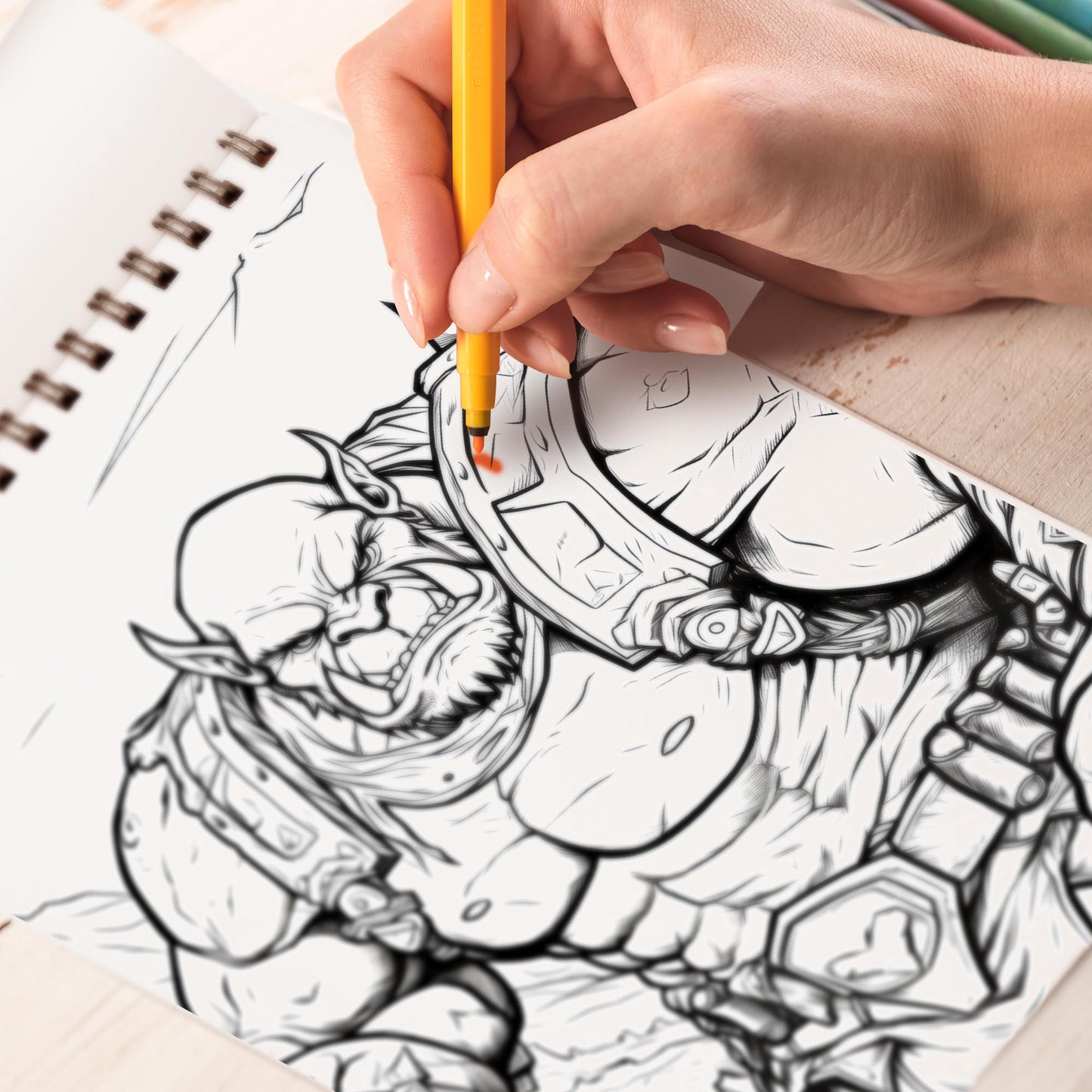 Mighty Orc Warrior Spiral Bound Coloring Book, Unleash Your Creativity with 30 Enchanting Coloring Pages, Bringing to Life the Fierce World of Giant Orcs