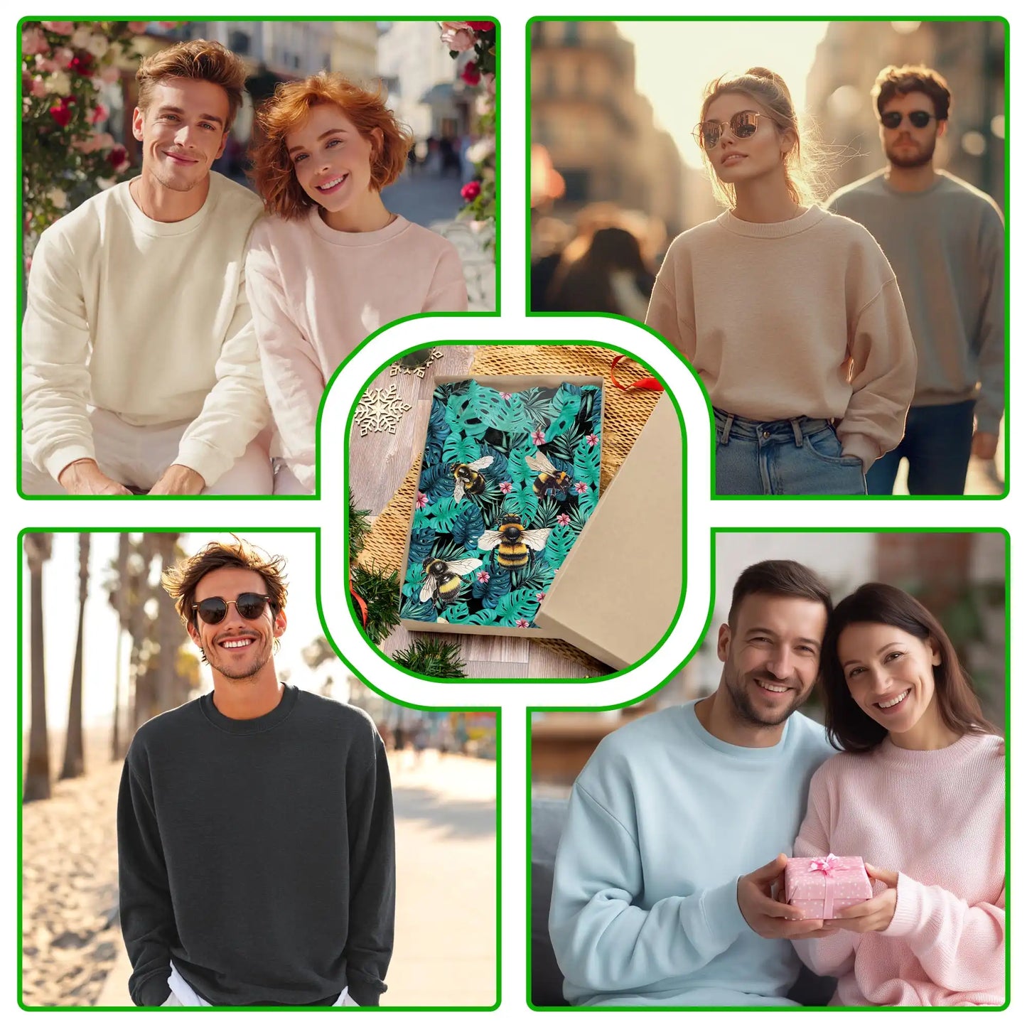 Bee Tropical Sweatshirt, 3D All Over Print Tropical Floral Crewneck Pullover for Men Women, Bee Lover Gift - Netecom