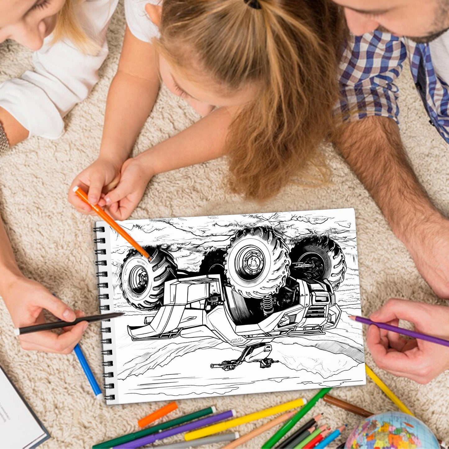 ATV Quad Spiral Bound Coloring Book, Rugged ATV Quad Adventures for Off-Road Coloring Excitement, Ideal for Fans of Outdoor Adventure and Motor Sports
