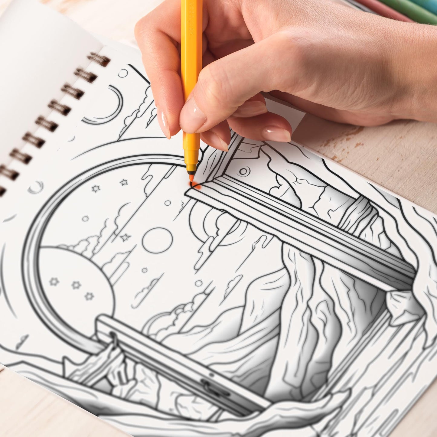The Door to Wonderland Spiral Bound Coloring Book, Embark on a Journey with 30 Intricate Coloring Pages of Mystical Portals for Dreamers of All Ages to Unleash Inner Magic.