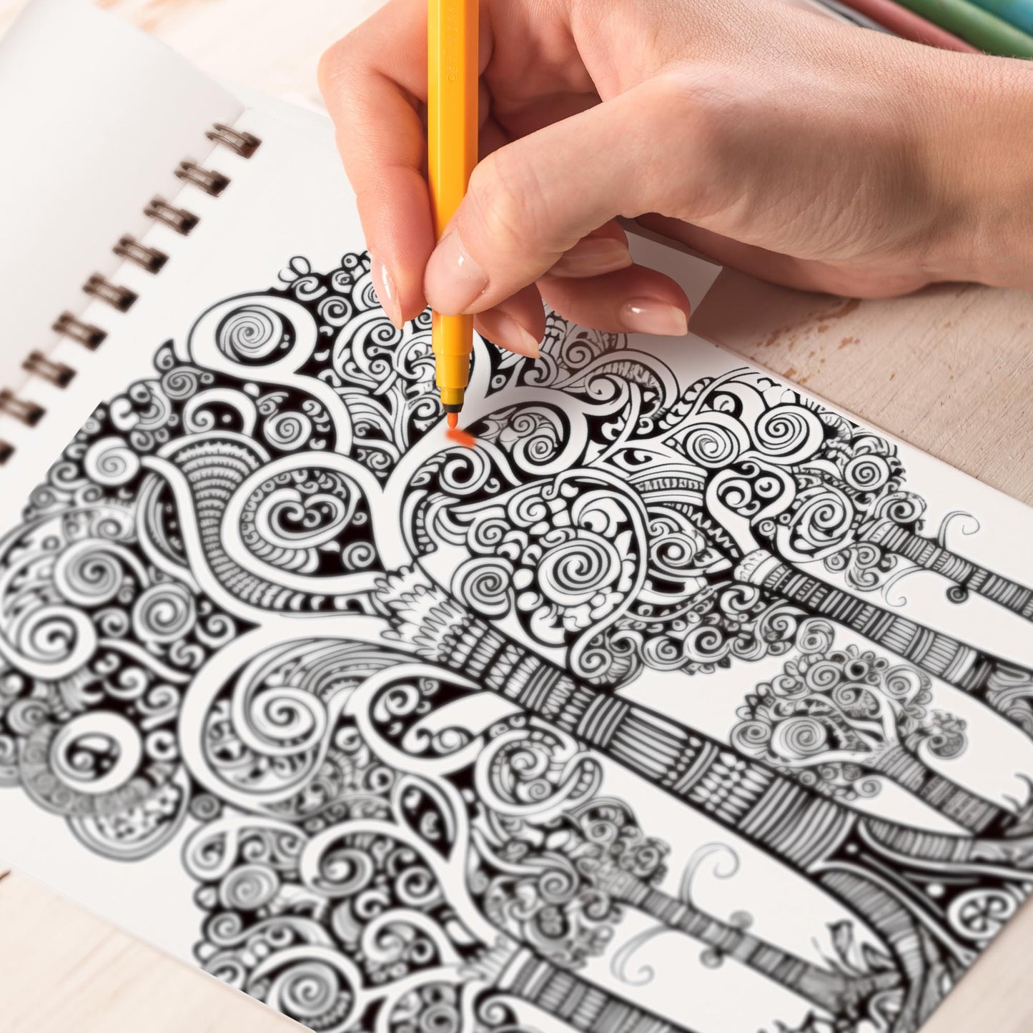 Abstract Trees Spiral Bound Coloring Book, 30 Striking Coloring Pages for Coloring Aficionados to Bring Out the Creativity, Emotion, and Individuality of Abstract Trees