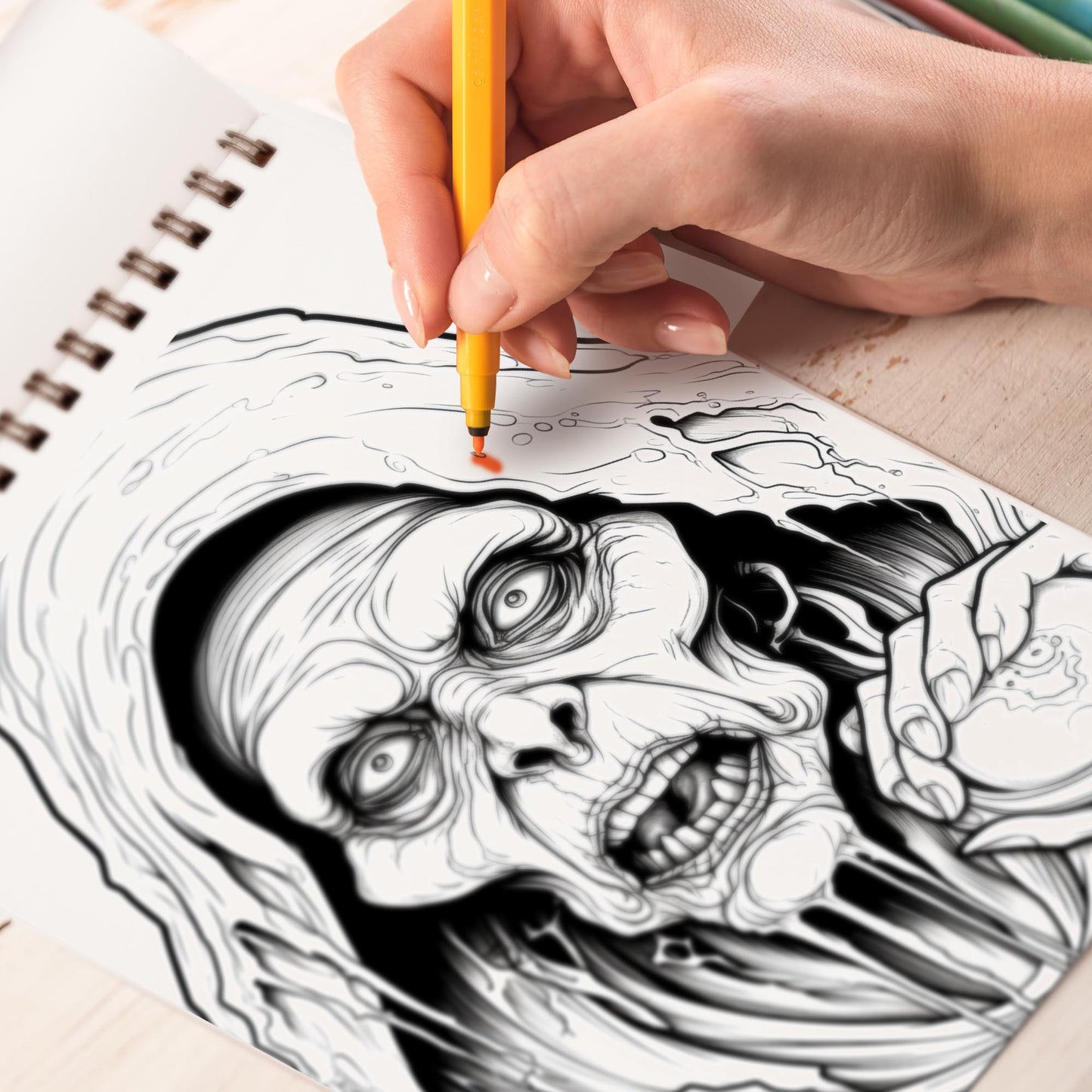 Undead Witch Spiral Bound Coloring Book, Discover the Mysterious and Spooky Realm of Undead Witches with 30 Exquisite Coloring Pages that Showcase the Dark and Magical Aura