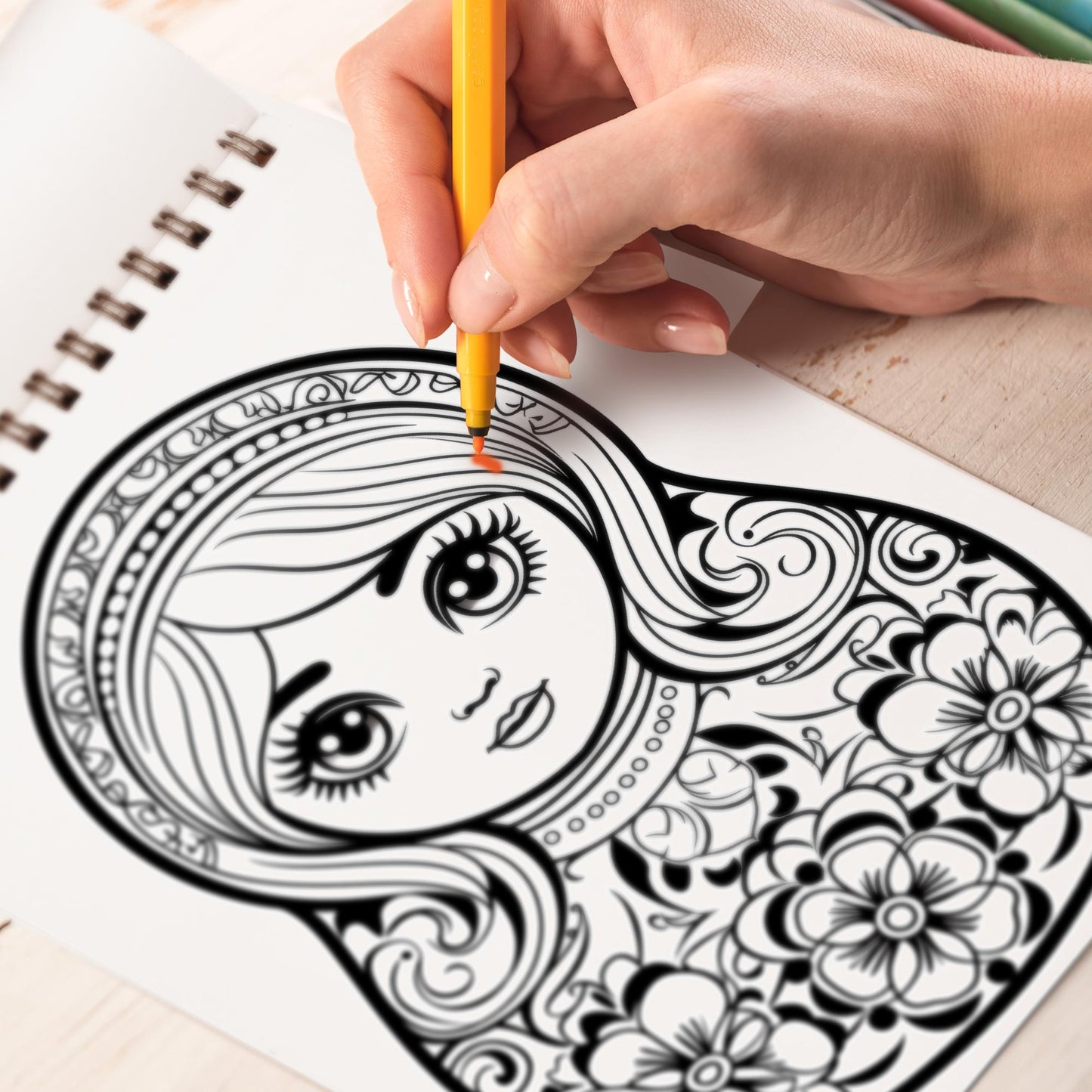 Russian Dolls Spiral Bound Coloring Book, Discover 30 Delightful Coloring Pages in the Russian Dolls Coloring Book and Celebrating Traditional Artistry