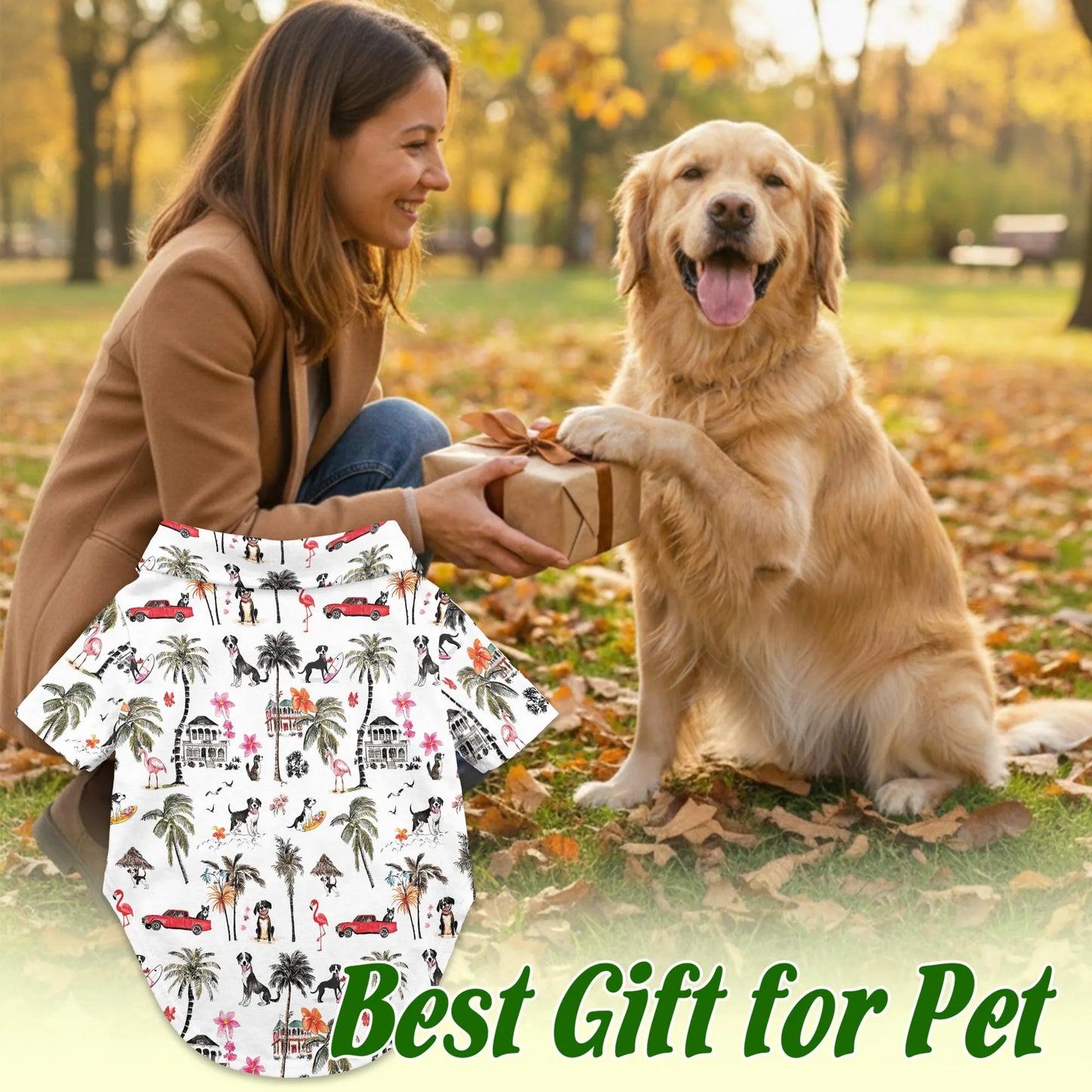 Coconut Rat Terrier Tree Flower Print Hawaii Dog and Owner Matching Button Hawaiian Shirts