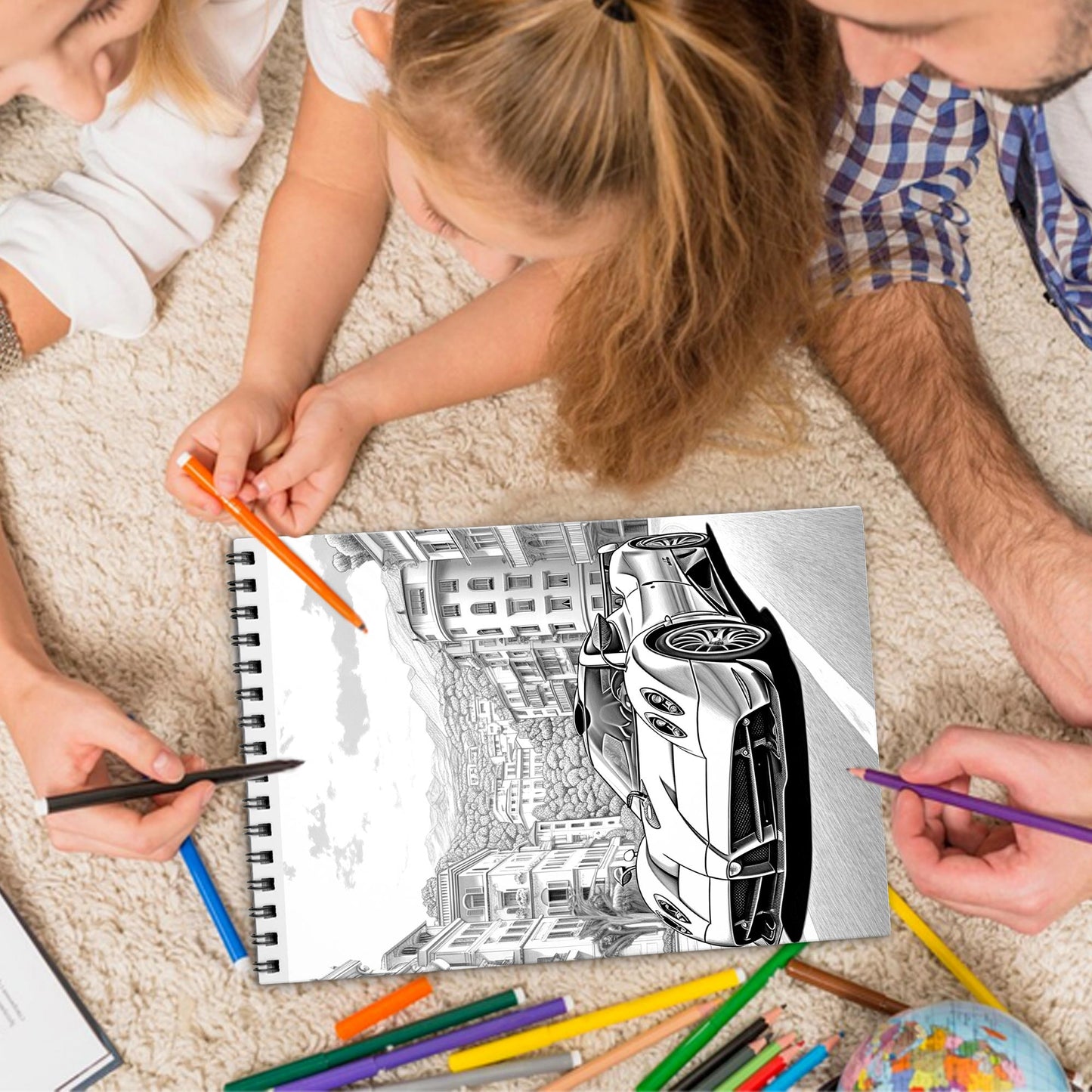 Dream Super Cars Spiral Bound Coloring Book, High-Speed Super Cars for a Thrilling Coloring Ride, Perfect for Car Enthusiasts and Dreamers