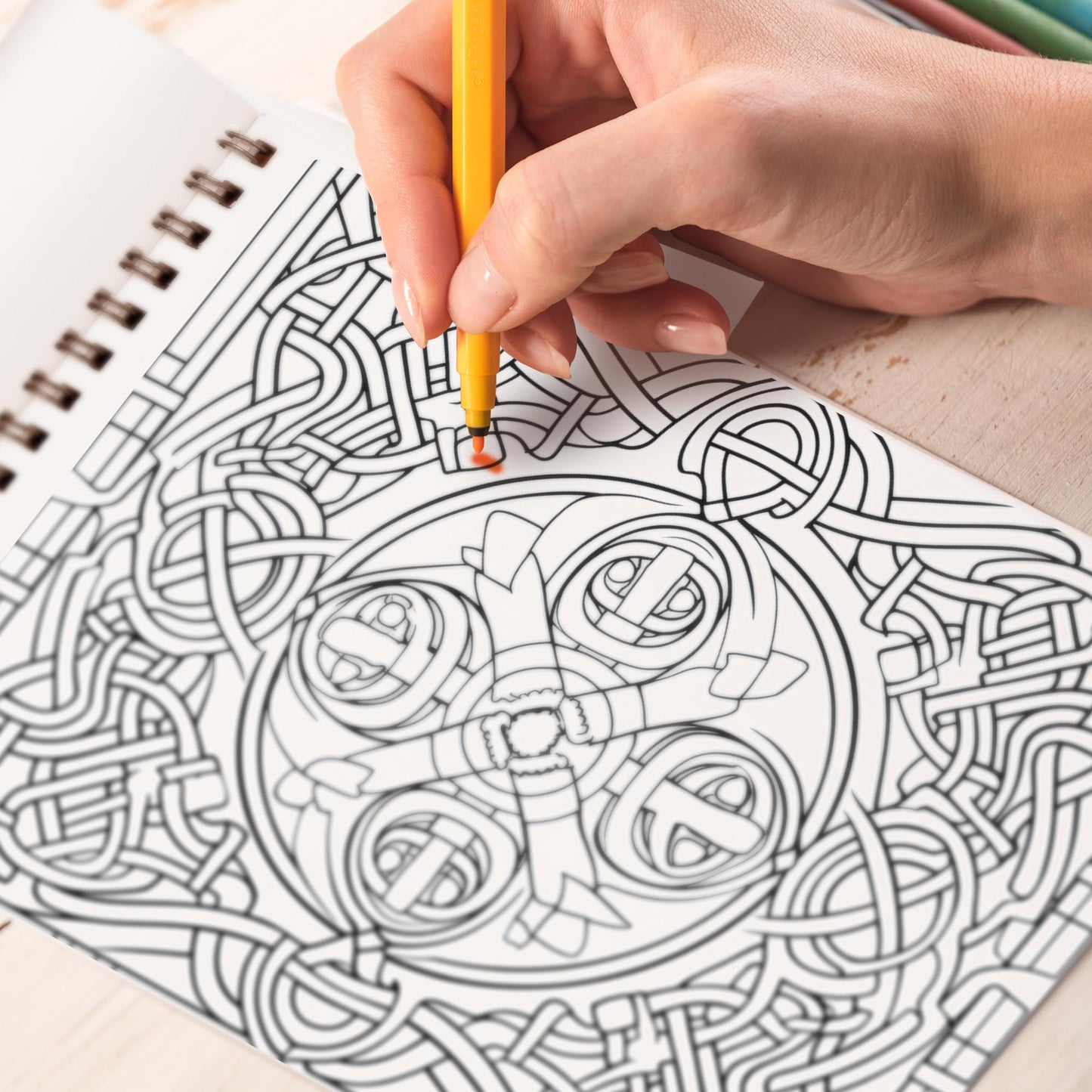 Celtic Pattern Spiral Bound Coloring Book, Dive into 30 Imaginative Coloring Pages, Capturing the Elaborate Borders and Frames of Celtic Patterns