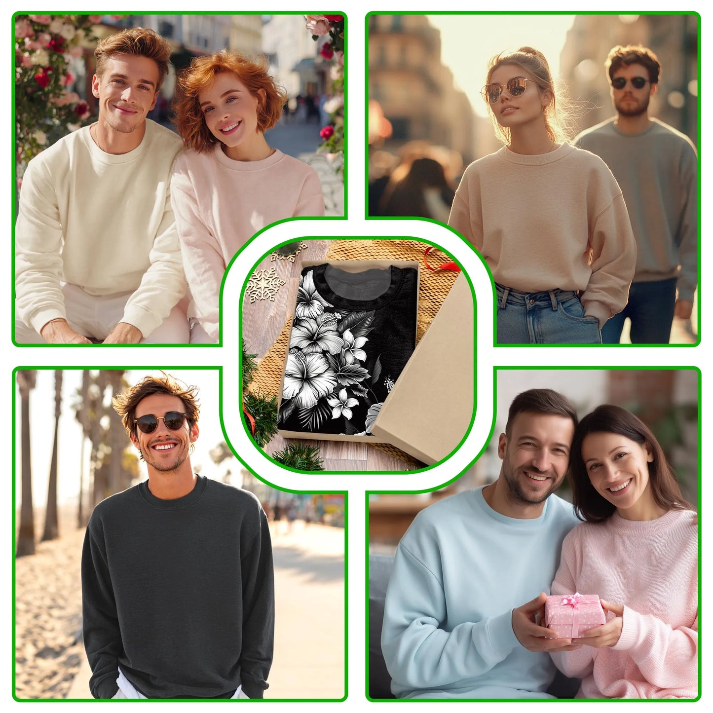 Black and White Hibiscus Polynesian Sweatshirt, 3D All Over Print Tribal Tropical Floral Crewneck Pullover for Men Women, Hibiscus Lover Gift - Netecom