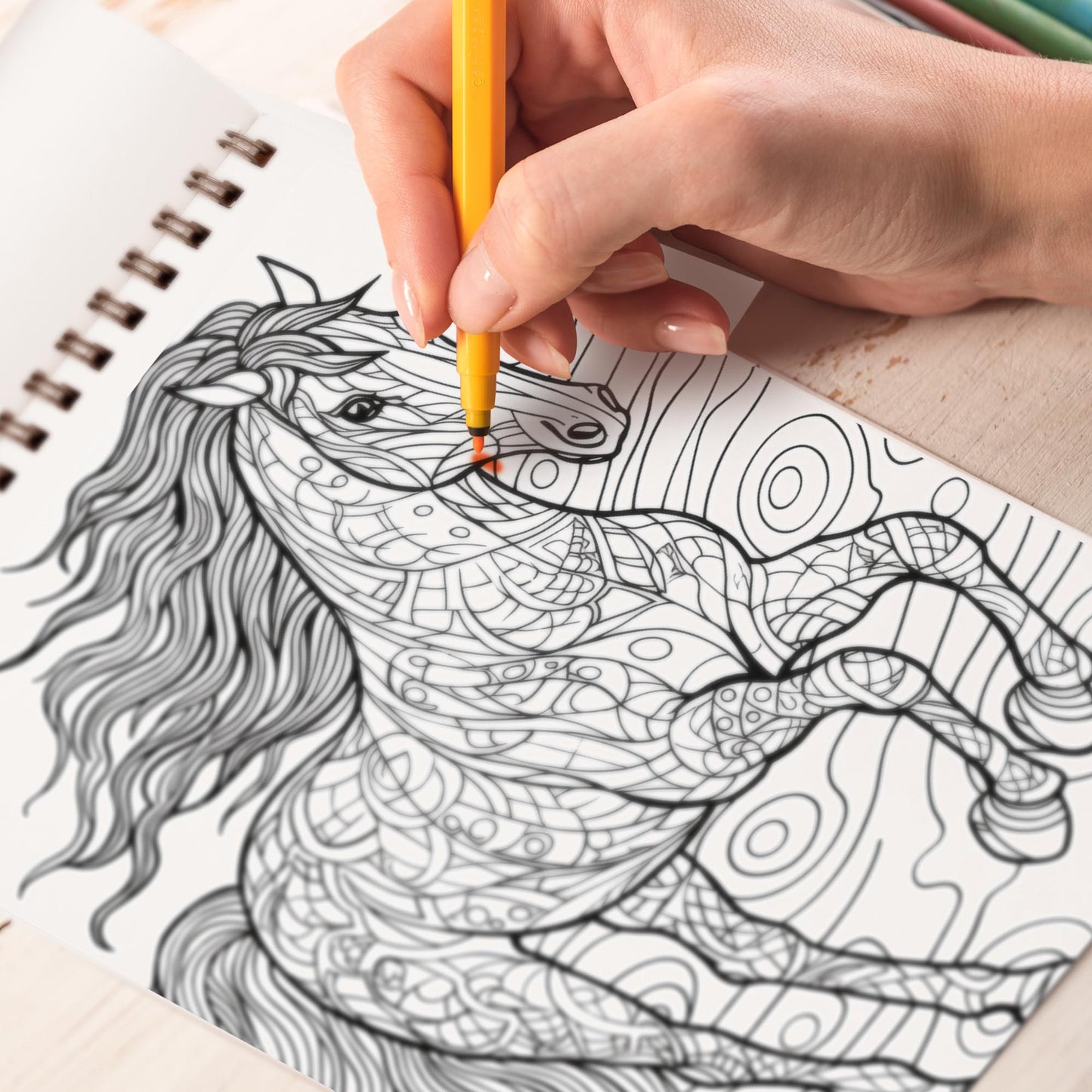 Horse Mandalas Spiral Bound Coloring Book, Delight in 30 Whimsical Majestic Horse Coloring Pages for Horse Art Admirers to Embrace the Quirky Charm and Enchanting Vibes of Majestic Horses