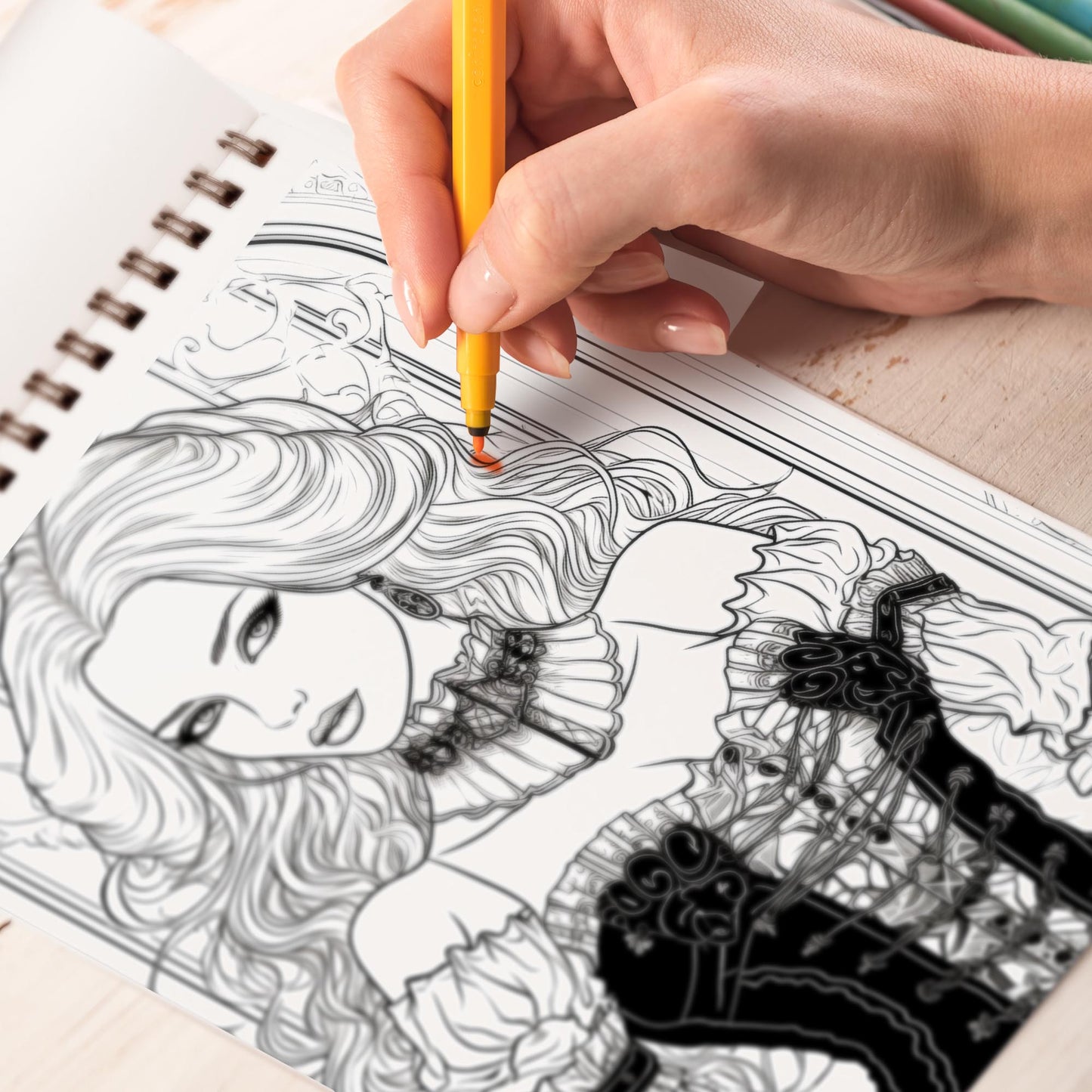 Netecom Dark Art Gothica Spiral Bound Coloring Book, 30 Charming Coloring Pages for Coloring Enthusiasts to Embrace the Beauty and Darkness of Horror Art