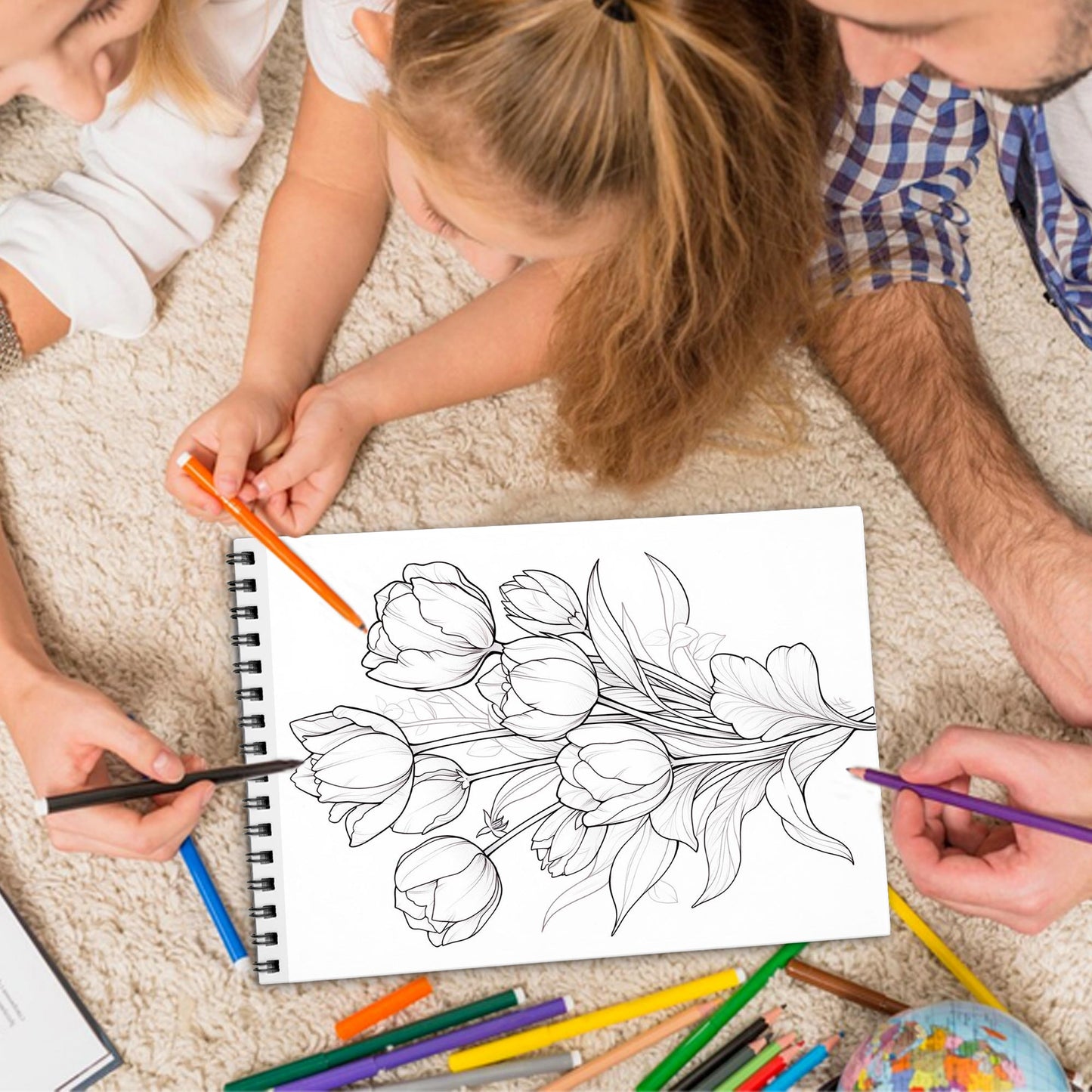 Large Print Flowers Spiral Bound Coloring Book, Beautiful Floral Scenes in Large Print, Ideal for Easy and Relaxing Coloring, Perfect for Flower Lovers