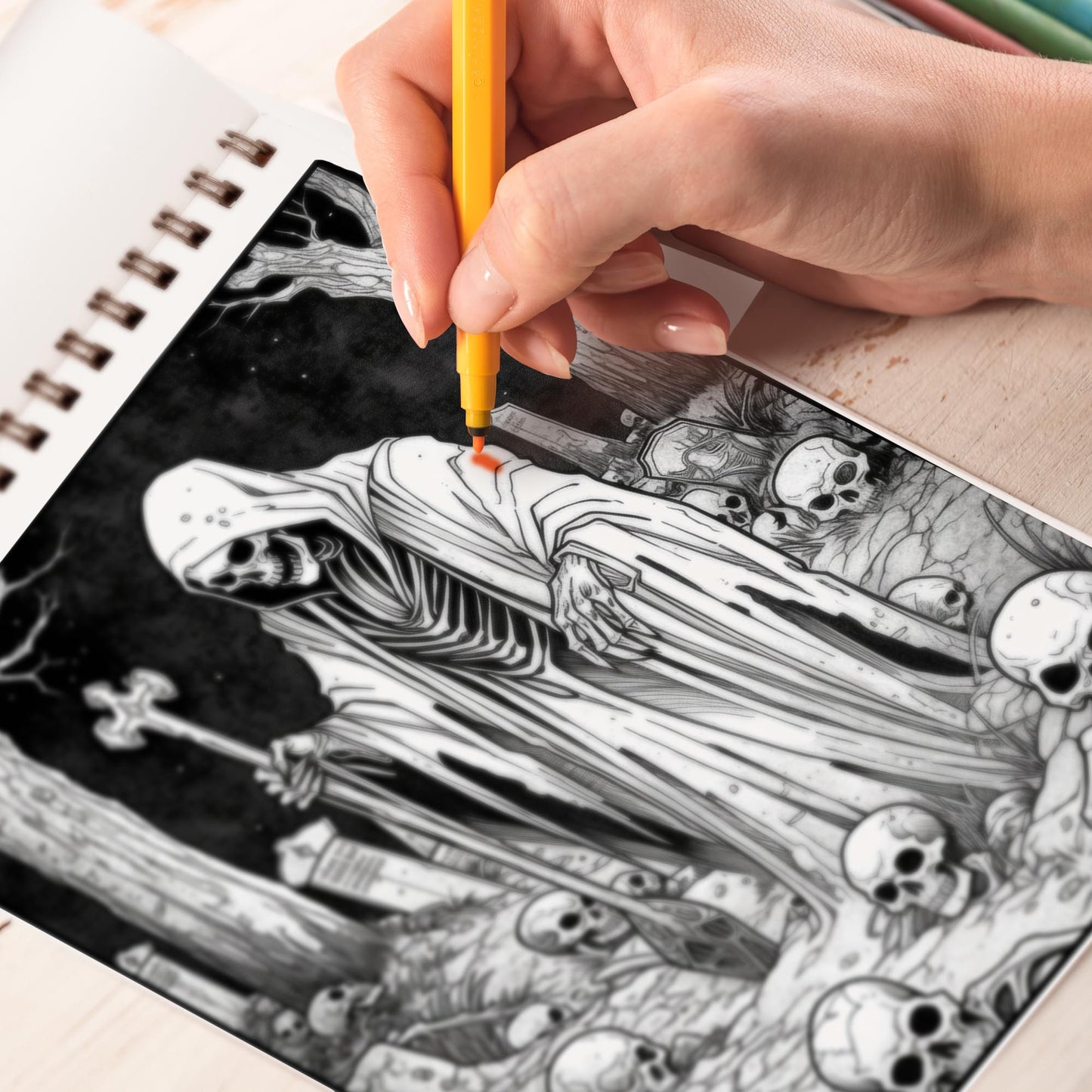 Netecom Creepy And Freaky Things Spiral Bound Coloring Book, 30 Charming Creepy and Freaky Things Coloring Pages for Coloring Enthusiasts to Embrace the Dark and Unsettling