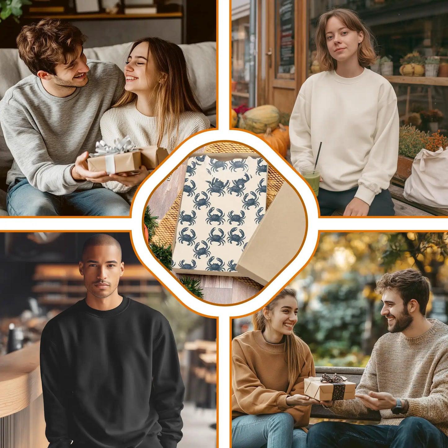 Crab Pattern Sweatshirt, 3D All Over Print Coastal Ocean Crewneck Pullover for Men Women, Crab Lover Gift - Netecom