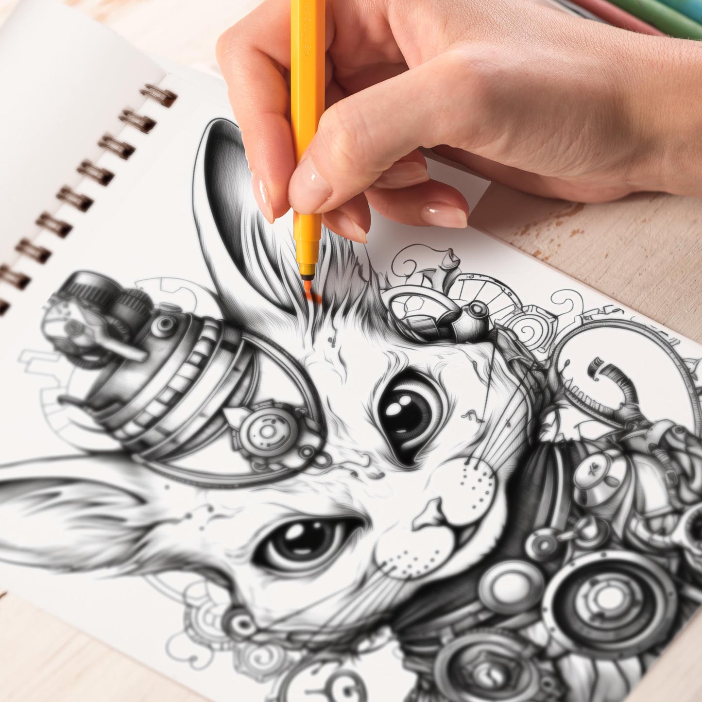 Aether Clockpunk Animals Spiral Bound Coloring Book, 30 Exquisite Aether Clockpunk Animals Coloring Pages for Fans of Clockwork Art to Bring Mechanical Beasts to Life