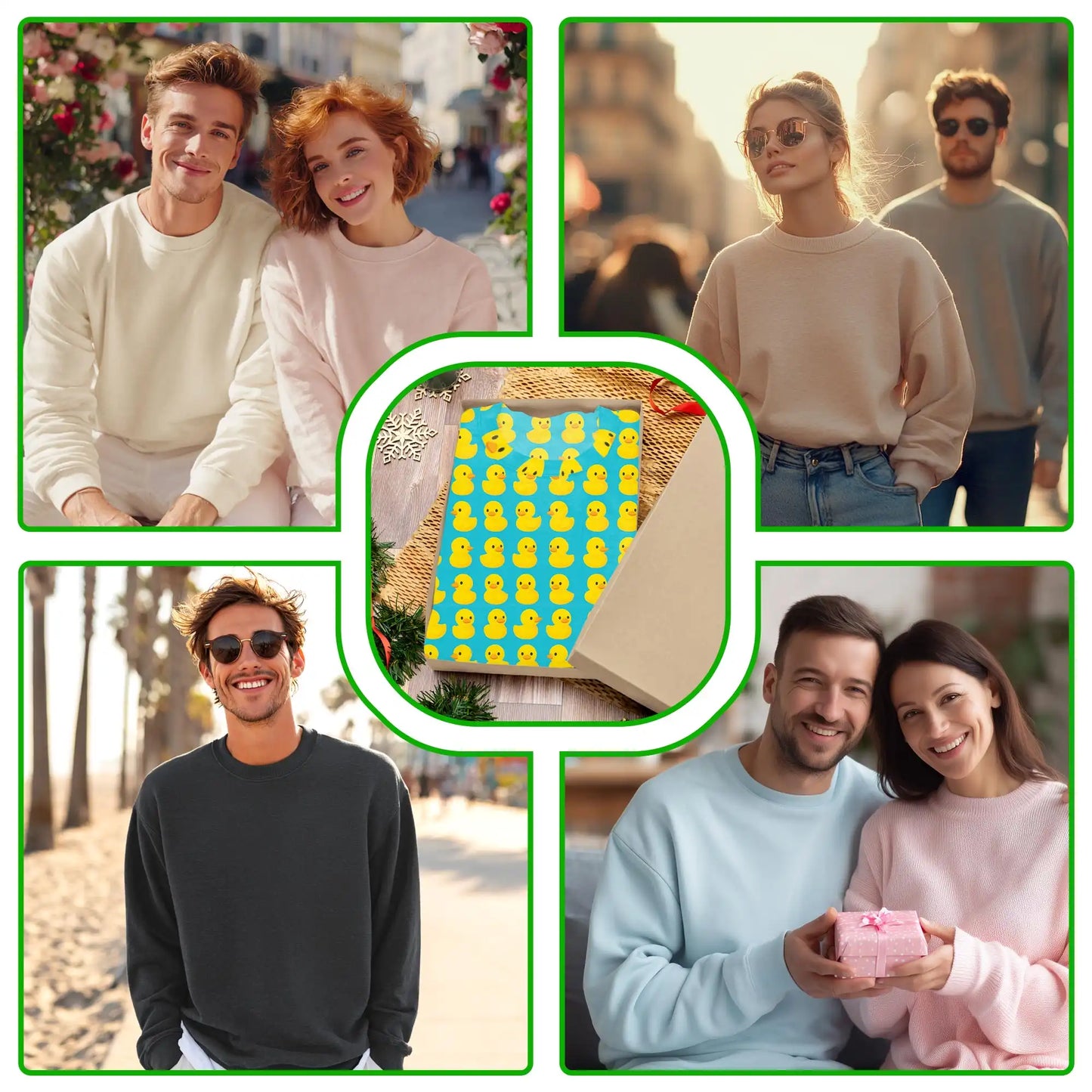 Cute Yellow Rubber Ducks Blue Sweatshirt, 3D All Over Print Adorable Duck Pattern Crewneck Pullover for Men Women, Duck Lover Gift - Netecom