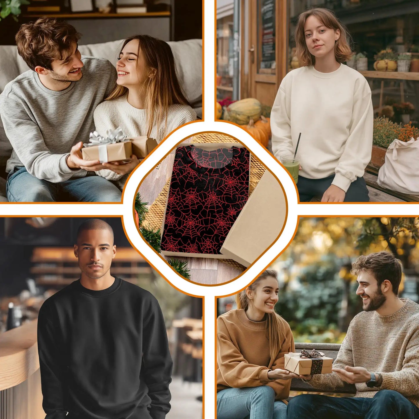 Spider Web Sweatshirt, 3D All Over Print Red Spider Halloween Crewneck Pullover for Men Women, Spooky Halloween Gift - Netecom