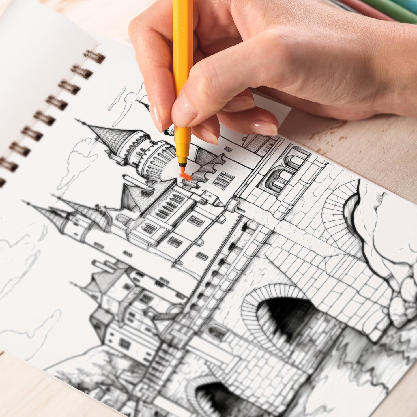 The Medieval Castle Spiral Bound Coloring Book, Delve into 30 Intricate Coloring Pages, Unveiling the Architectural and Imposing Structures of Medieval Castles