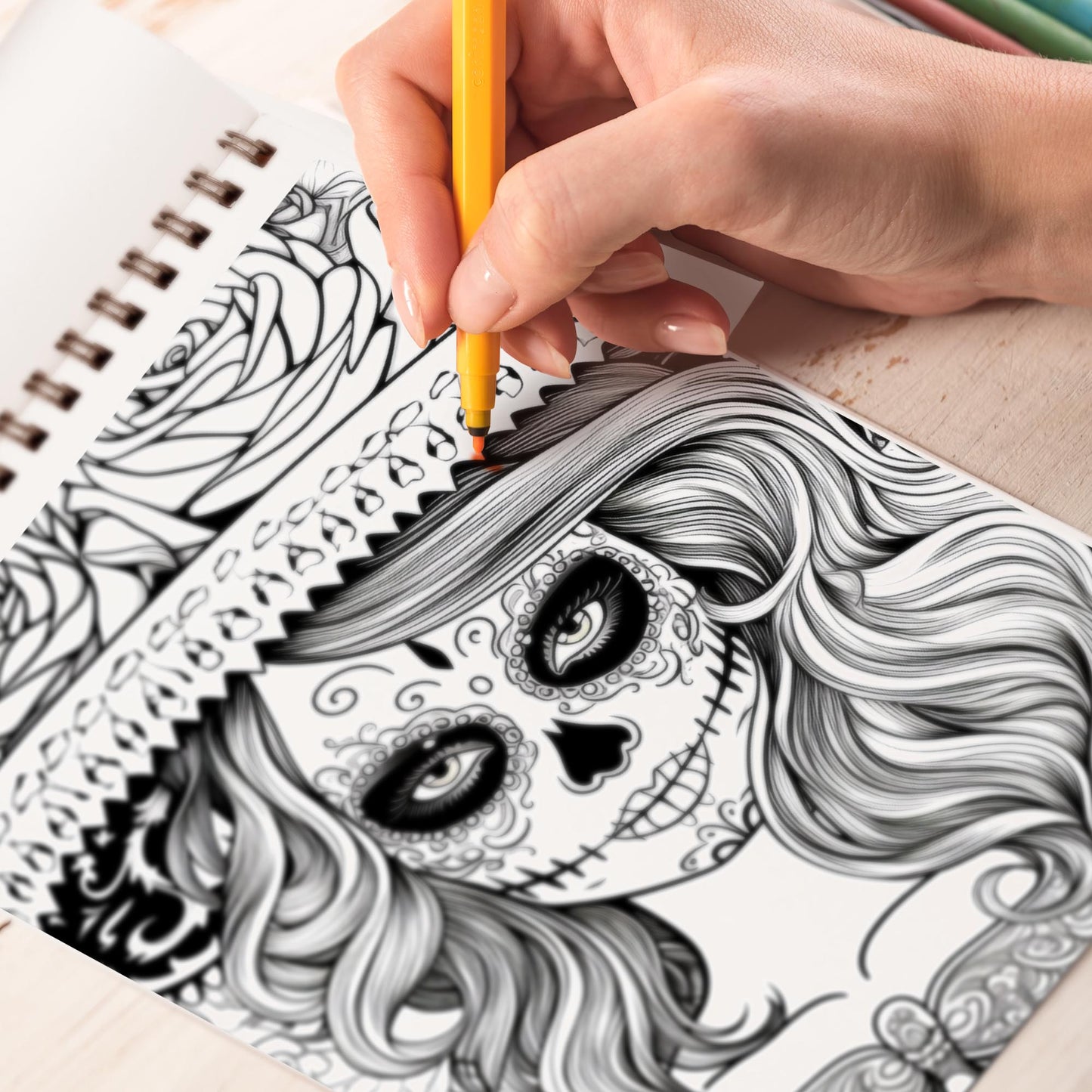 Netecom Day Of Dead Spiral Bound Coloring Book, 30 Mesmerizing Sugar Skulls Coloring Pages for Day of the Dead Art Fans to Explore the Intricate Patterns and Symbolism of Sugar Skulls