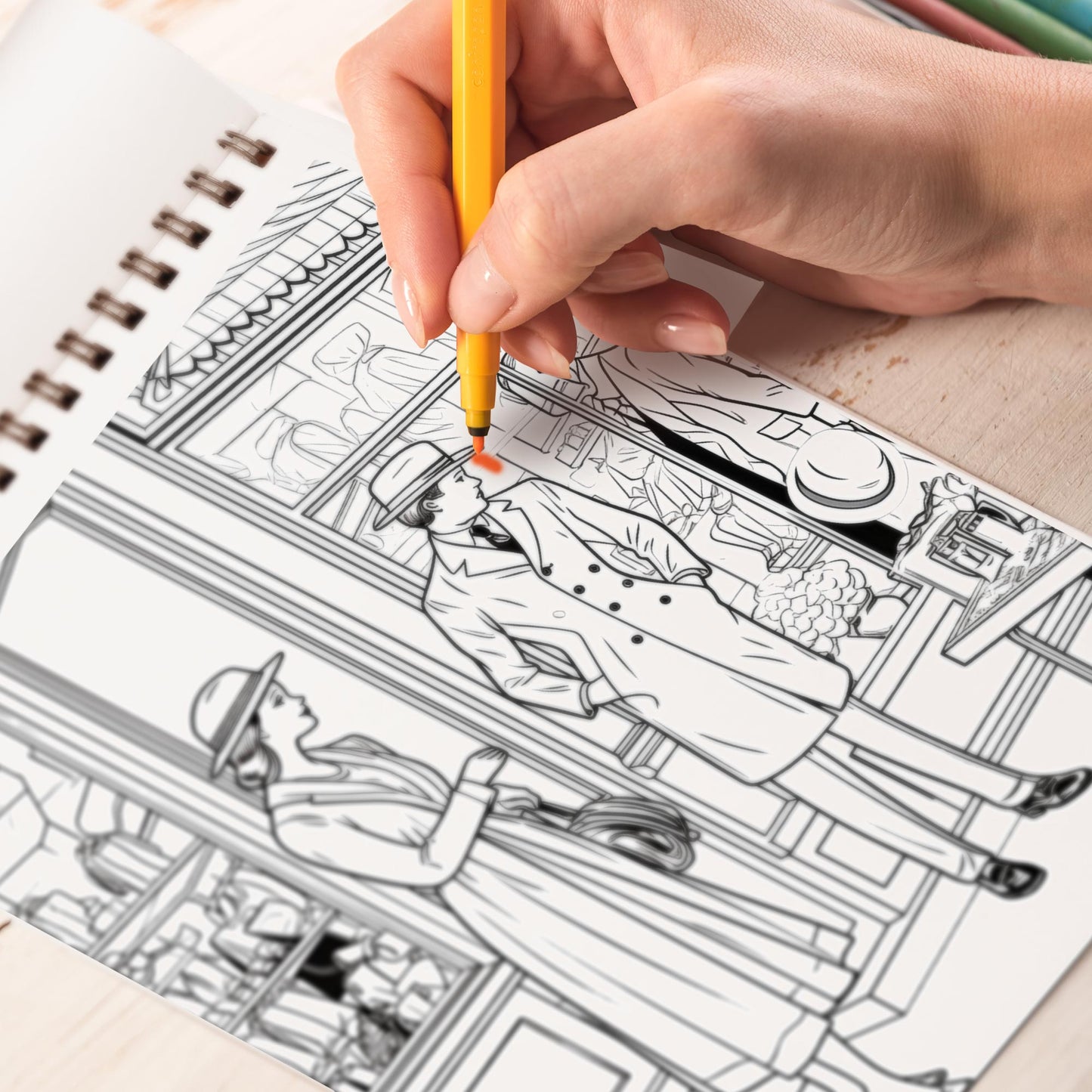 Vintage Stores Spiral Bound Coloring Book, Experience 30 Whimsical Coloring Pages, Capturing the Cozy and Quaint Ambiance of Vintage Stores