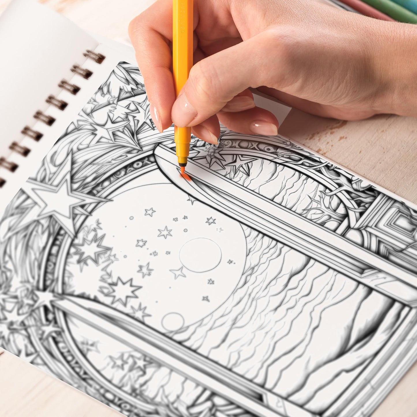 Doorway to Magical World Spiral Bound Coloring Book, Enter 30 Coloring Pages of the Doorway to Magical Worlds for Imaginative Souls to Unleash Creativity.