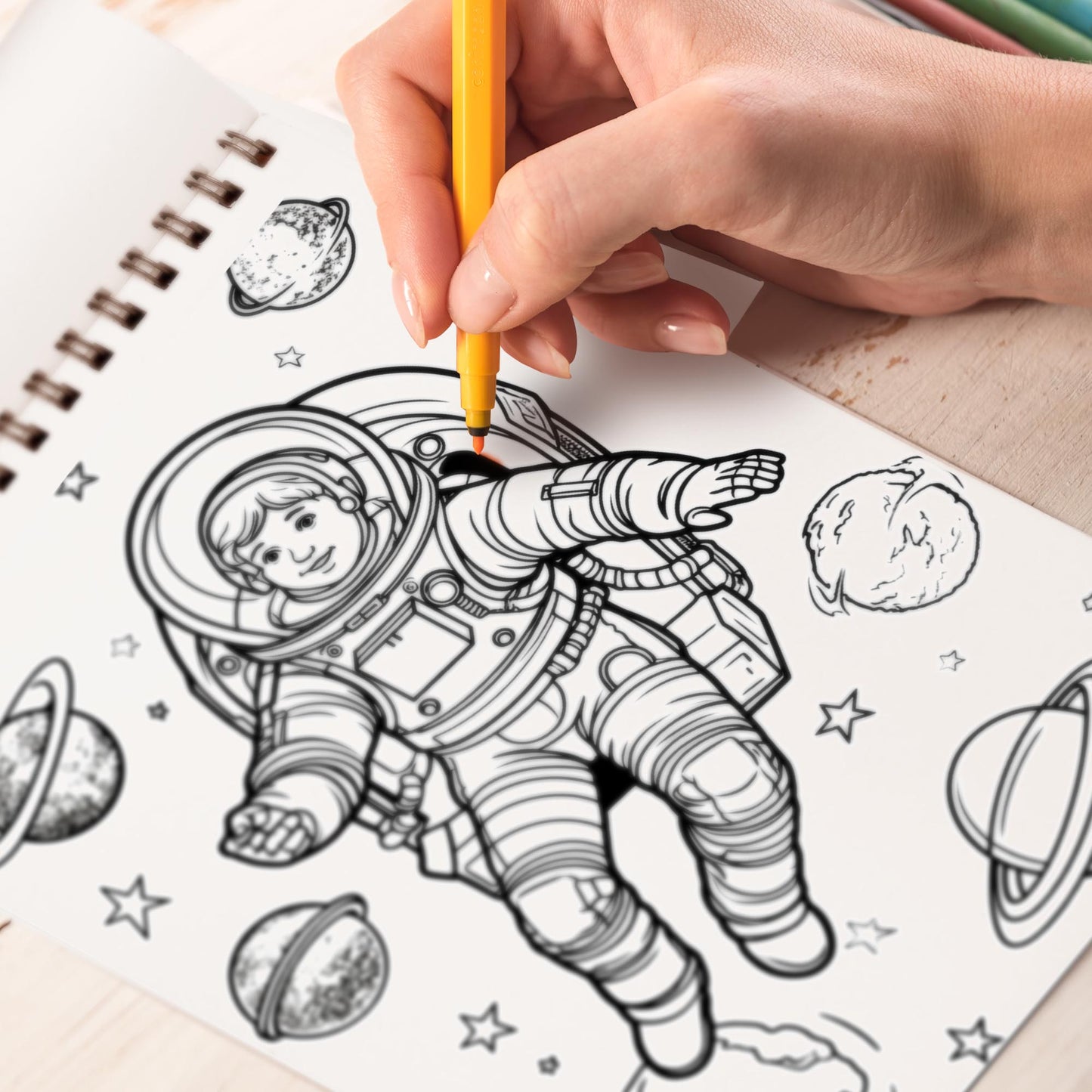 Astronaut In Space Spiral Bound Coloring Book, 30 Alluring Pages for Space and Art Fans to Color and Celebrate the Wonders and Mysteries of Outer Space