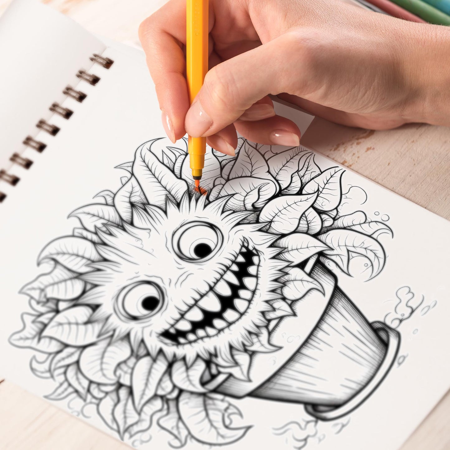 Horror Plant Spiral Bound Coloring Book, Immerse Yourself in 30 Creepy Plant Coloring Pages, Unveiling Horrific Flora in Dark Imaginings