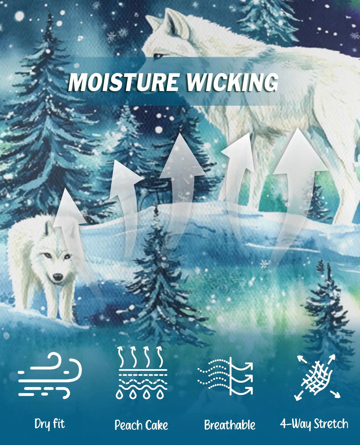 Wolf Aurora Polo Shirt – Northern Lights Winter Scene | Netecom