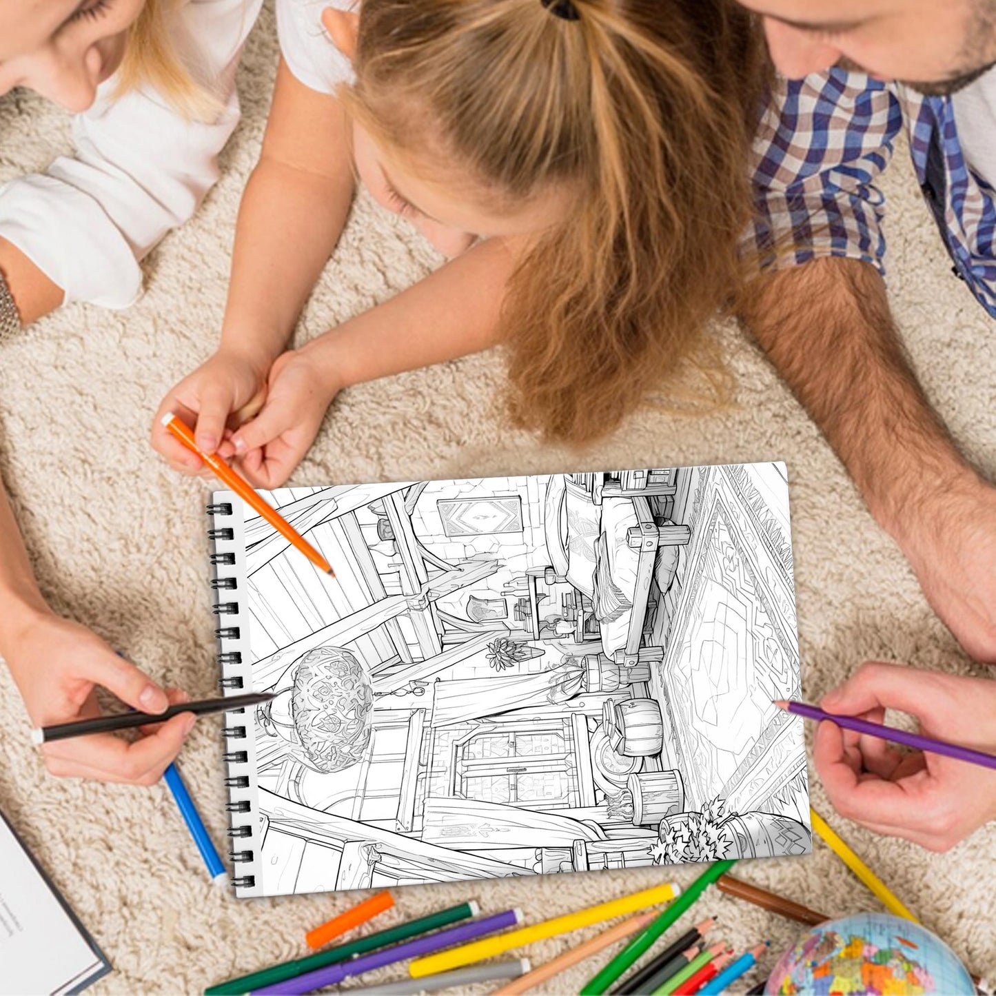 Fantasy Interiors Spiral Bound Coloring Book, Imaginative Fantasy Interiors for a Magical Coloring Adventure, Perfect for Dreamers and Design Fans