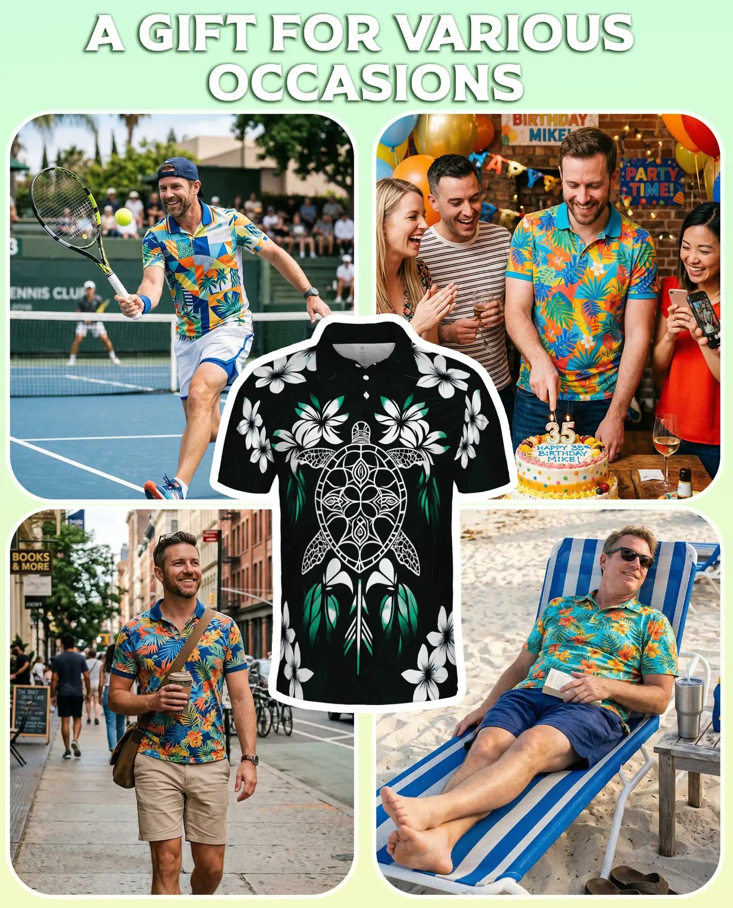 Sea Turtle Hawaiian 3D Polo Shirt for Men – Tropical Tribal Island Style | Netecom