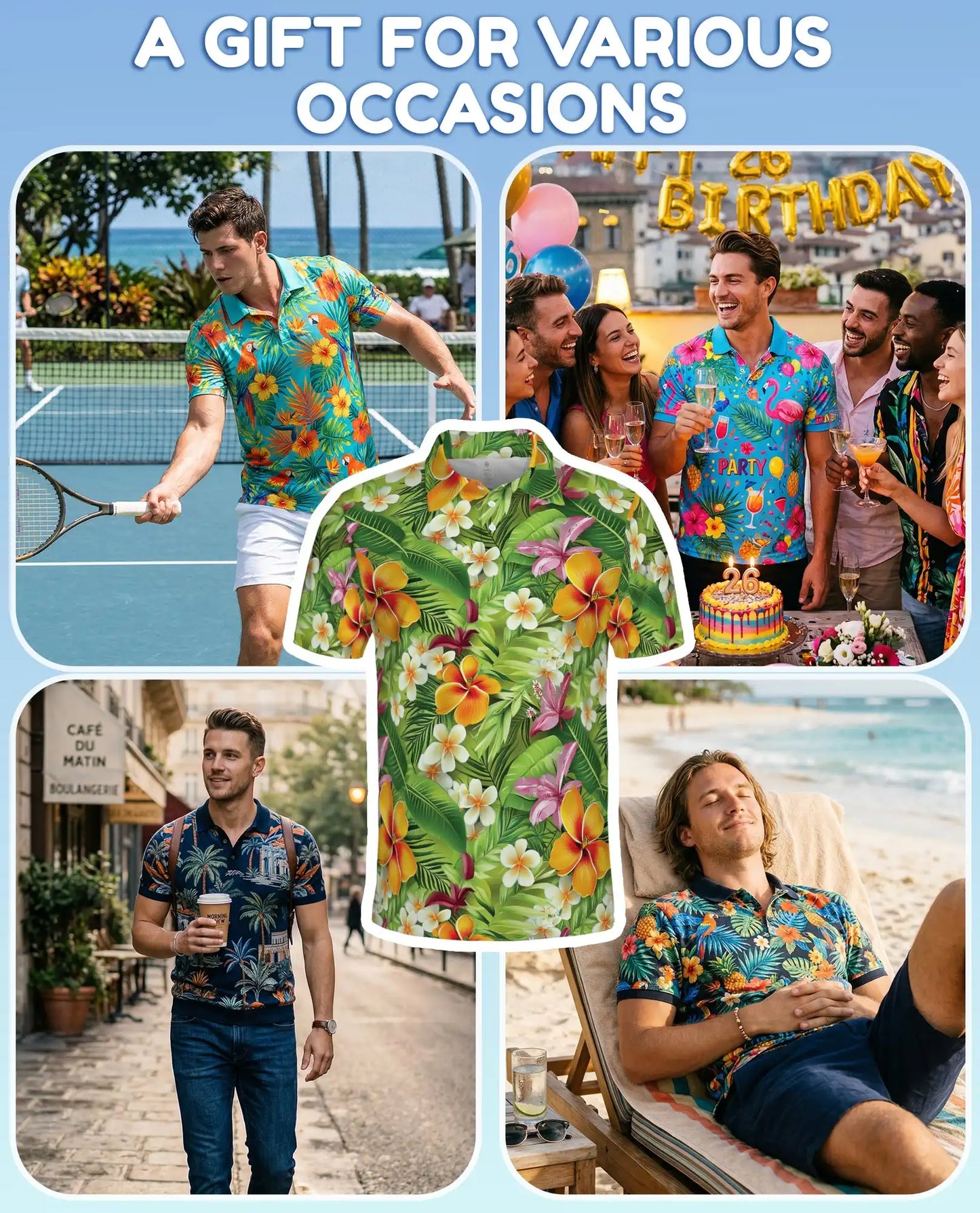 Tropical Hibiscus Polo Shirt for Men – Island Floral Style | Netecom
