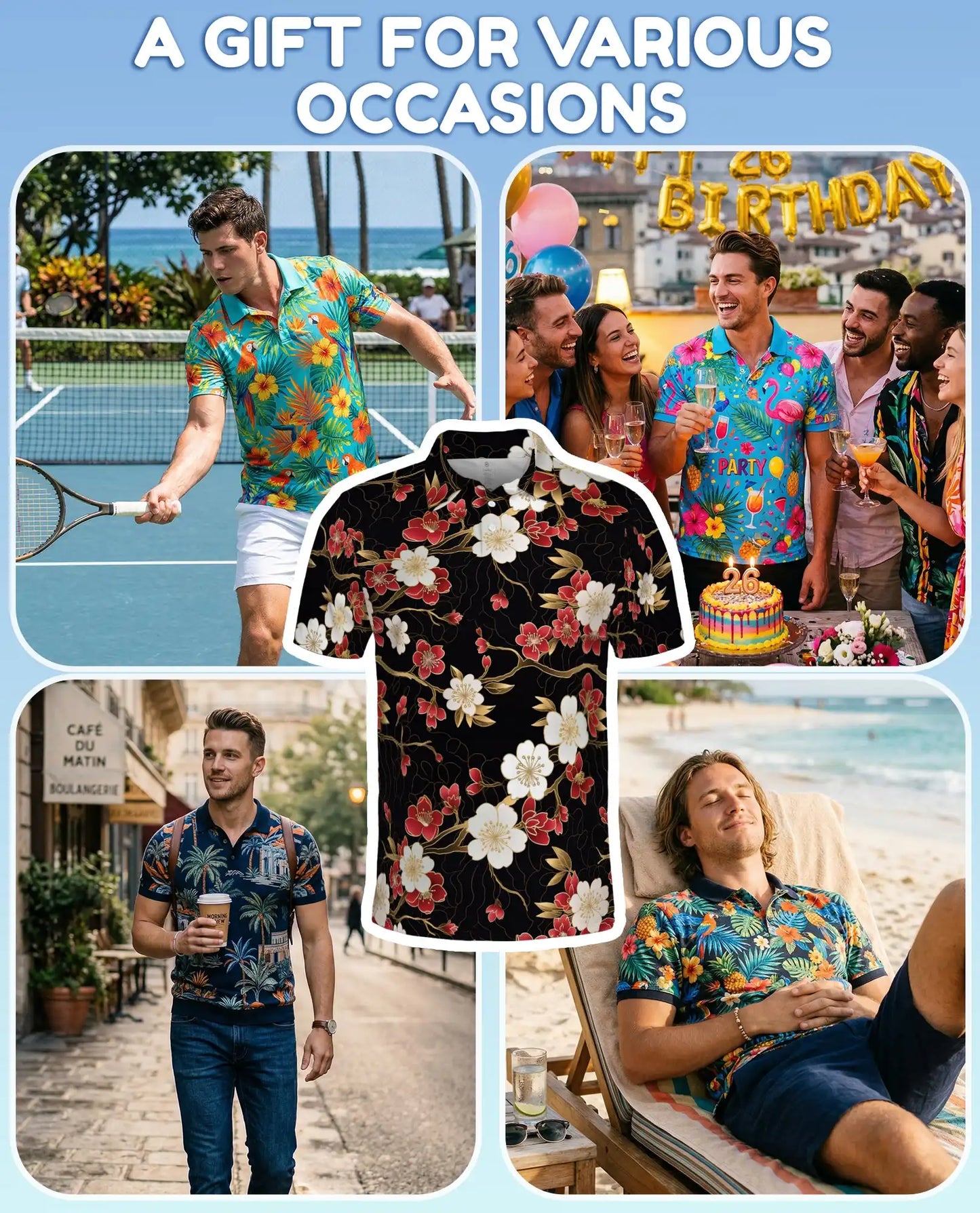 Red Blossom Polo Shirt for Men – Elegant Floral Style | Netecom